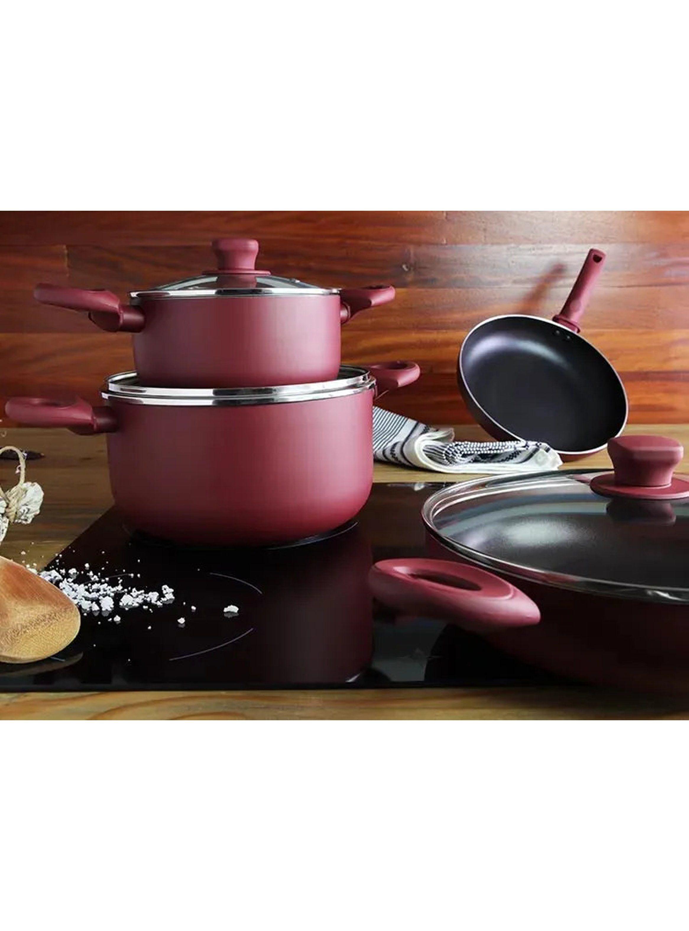Batería De Cocina 7 Piezas Marmicoc Spring Rojo-0