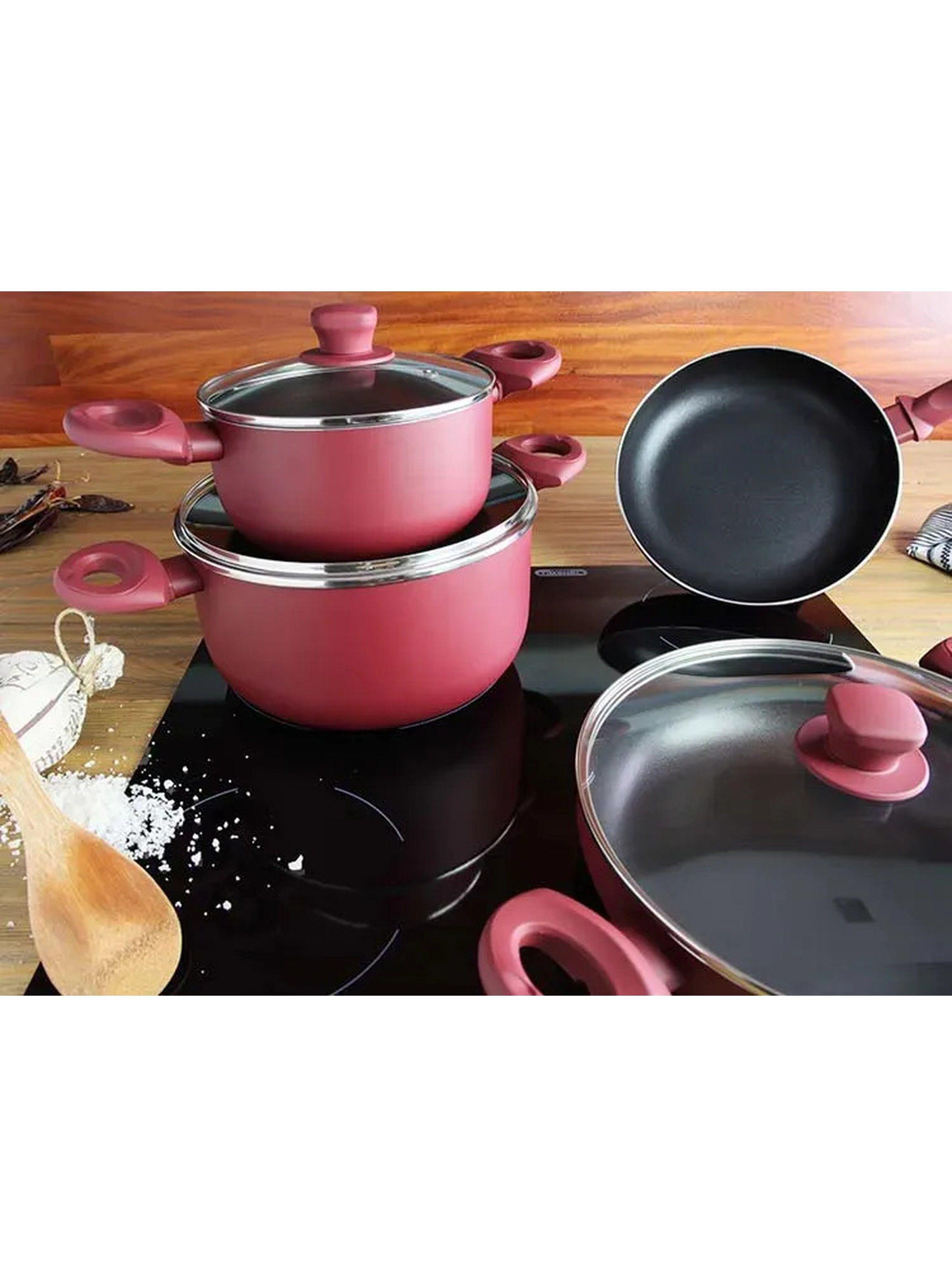 Batería De Cocina 7 Piezas Marmicoc Spring Rojo-1