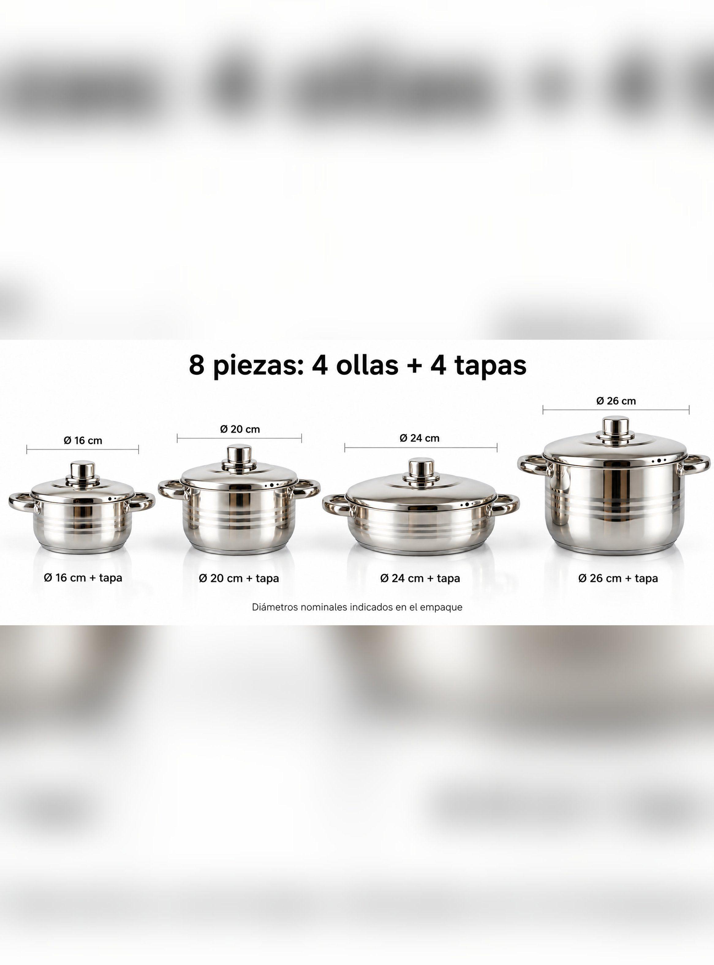 Bateria Ollas Oslo Vitta 8 Piezas Acero Inoxidable-5