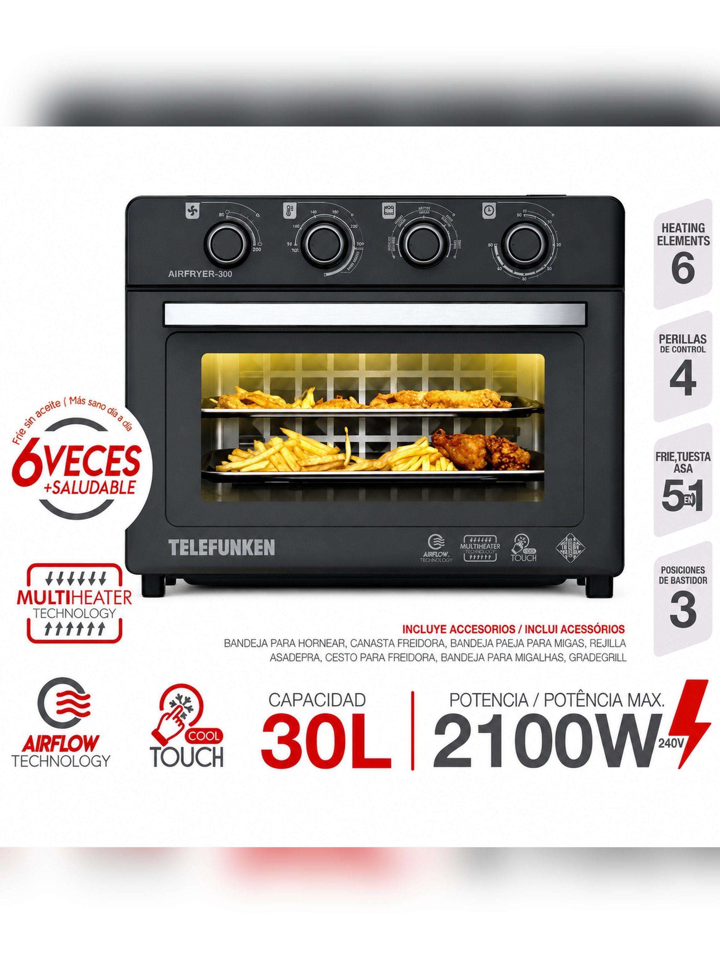 Horno Freidora de Aire Telefunken AeroFryer 300 30L 2100W-8