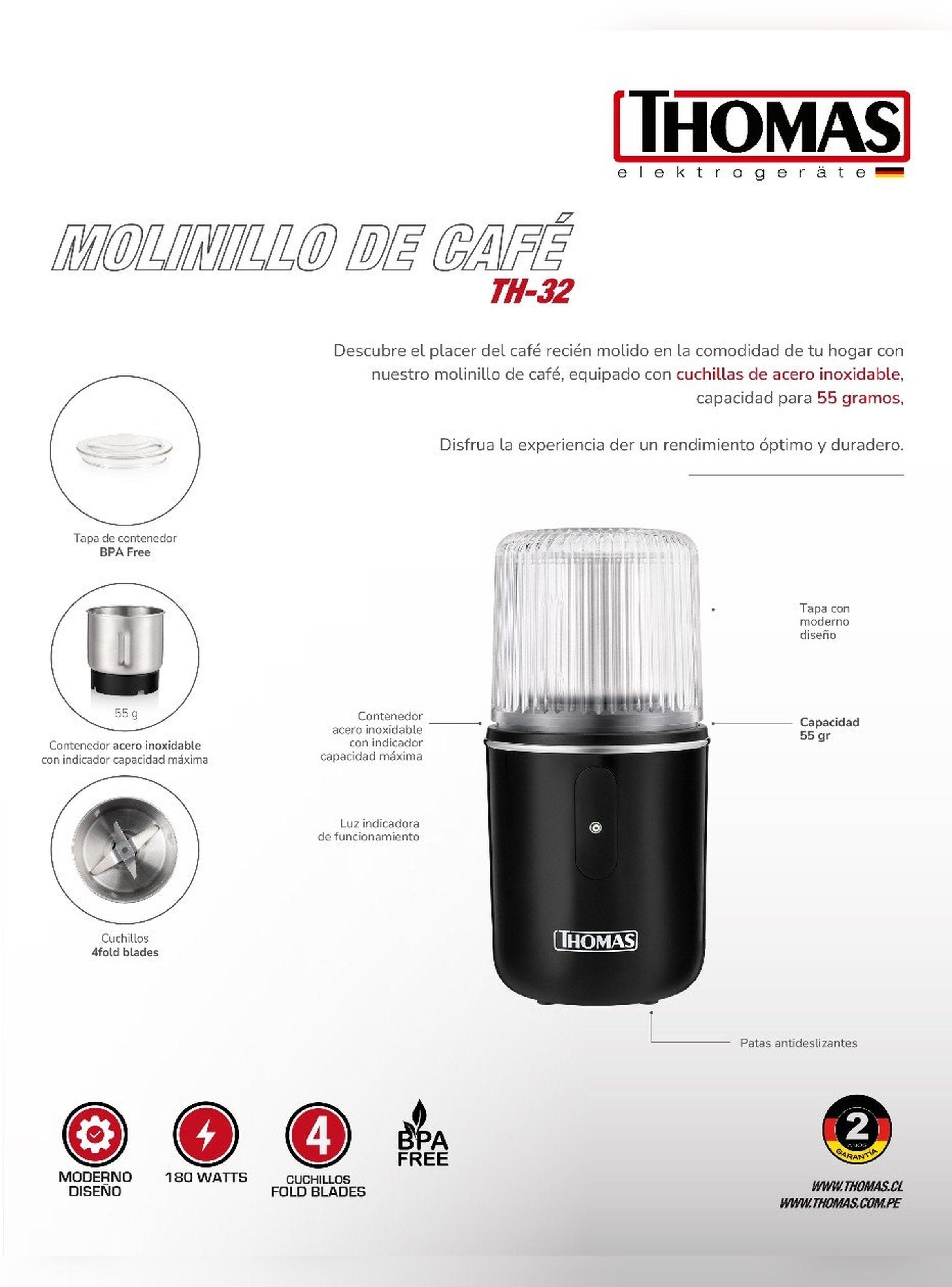 Molinillo Café Eléctrico Thomas TH-32 180W Moledor Granos-7