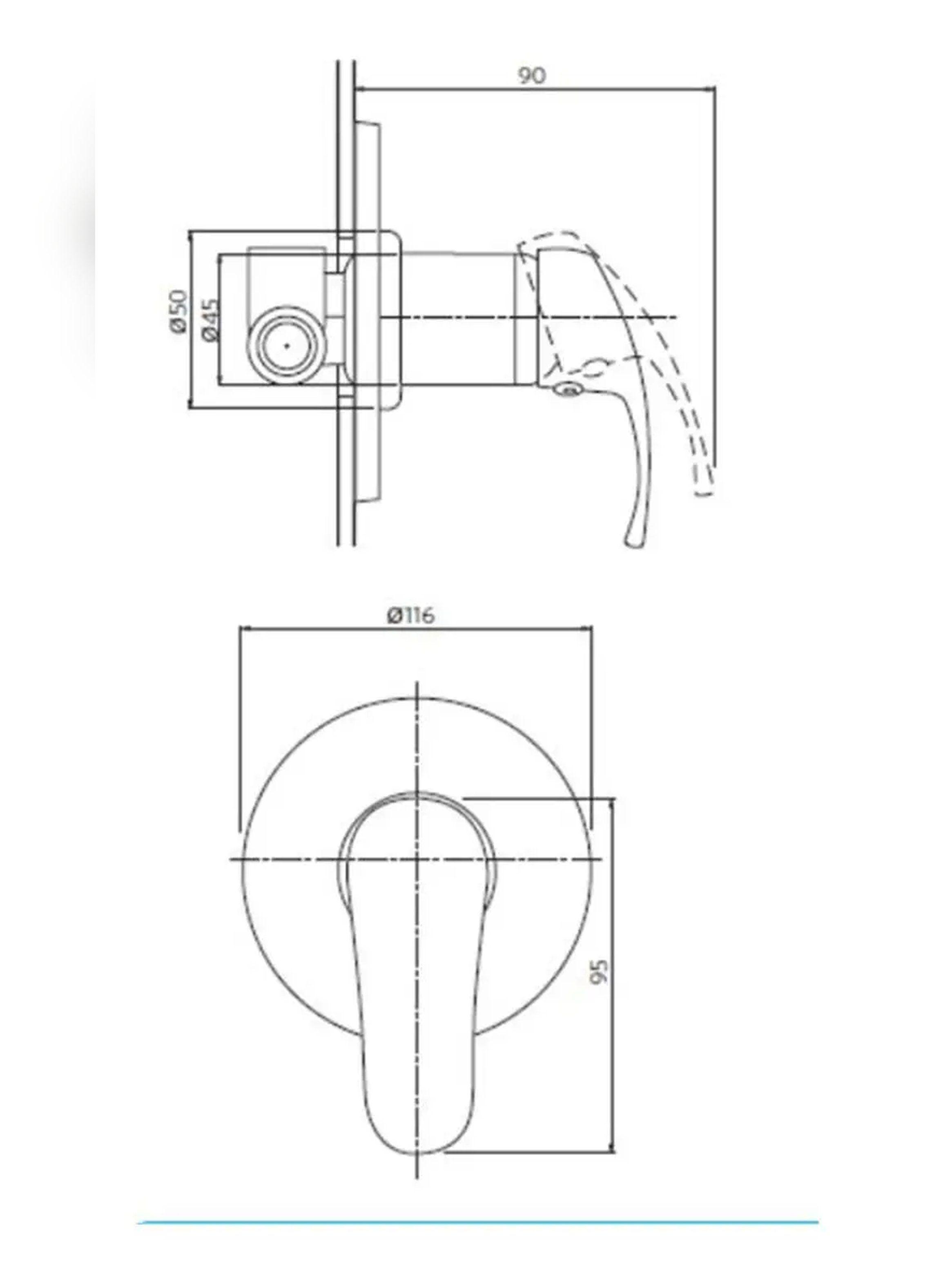 Monomando Llave Grifo Ducha Empotrado New Standard Stretto-4