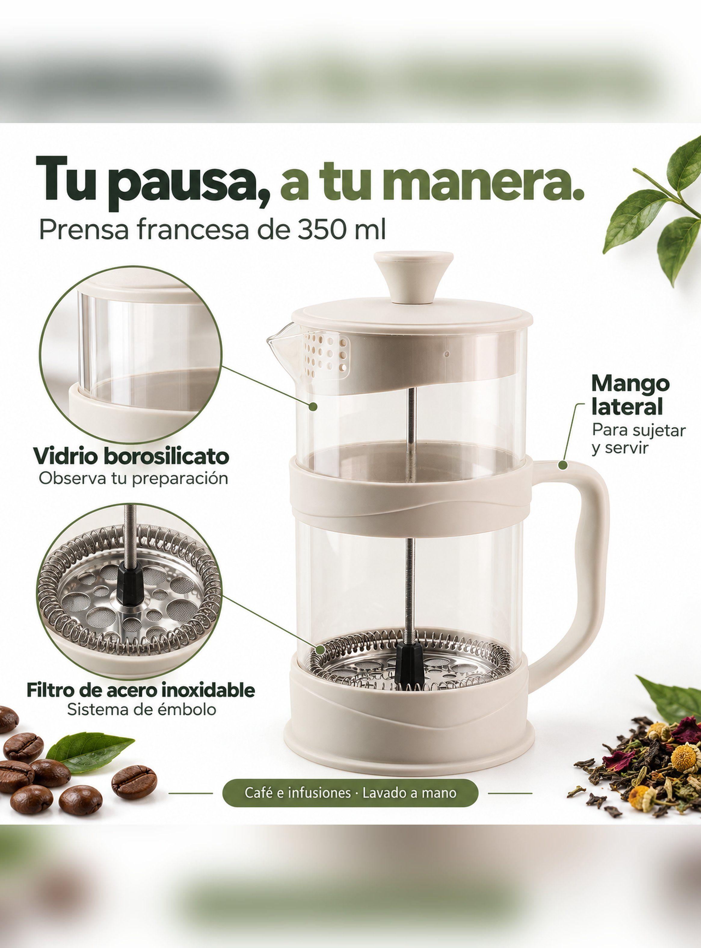 Prensa Francesa Quality Design 350 ml Vidrio Borosilicato-4