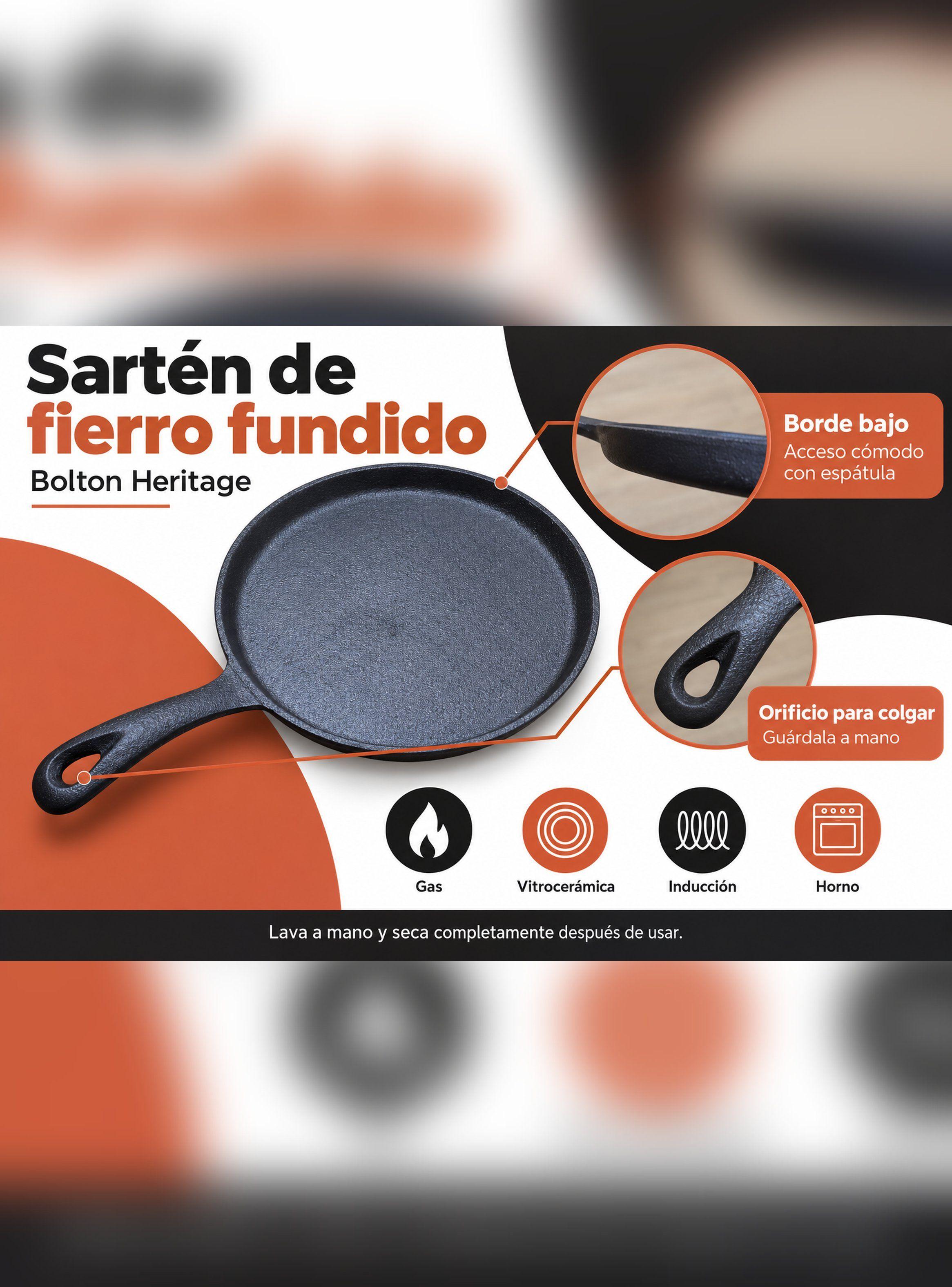 Sartén de Fierro Fundido Bolton 16 cm Inducción y Horno-4