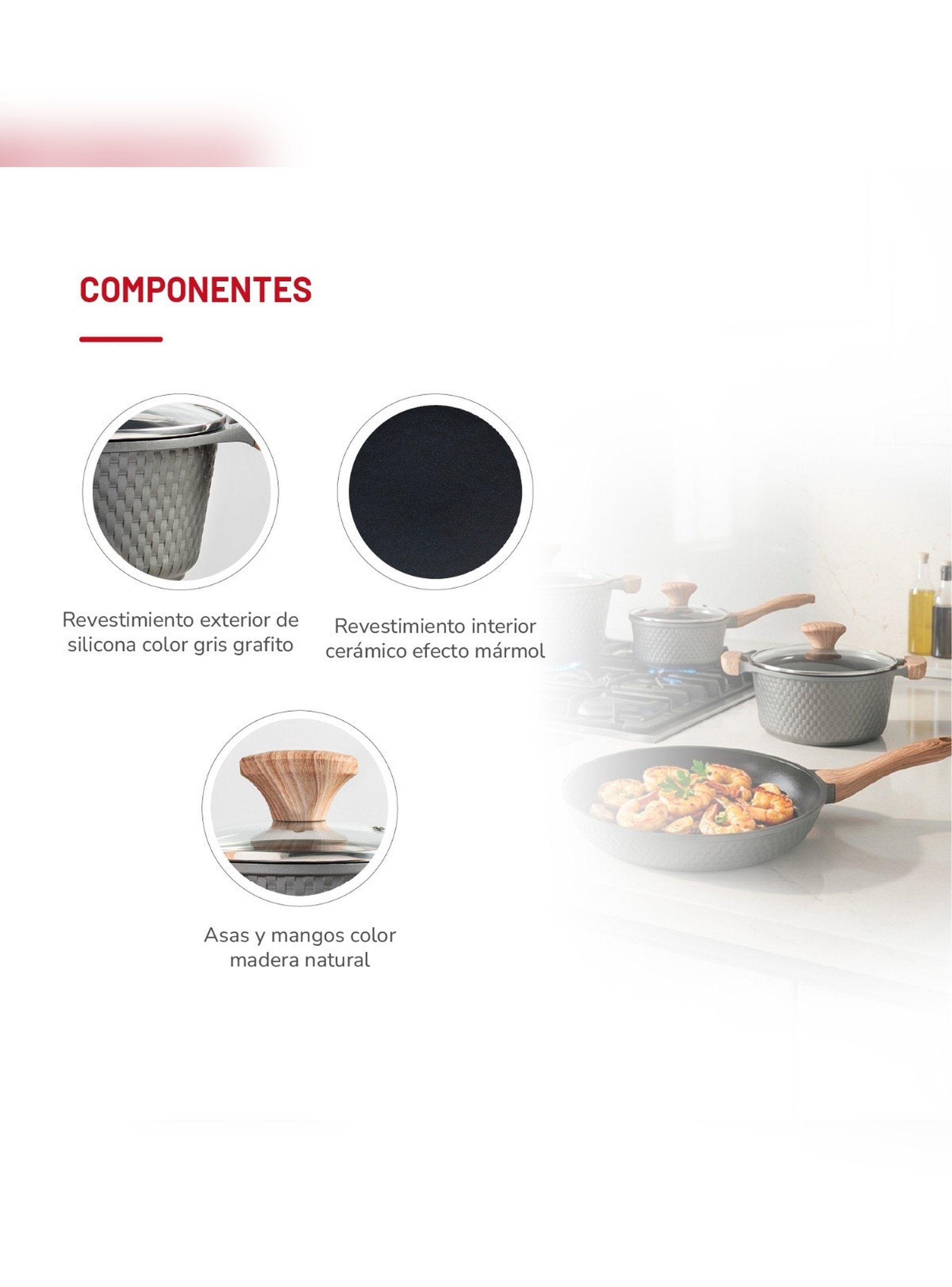 Batería Cocina Thomas TH-MB07GM 7 Piezas Ollas Sartén Gris-5