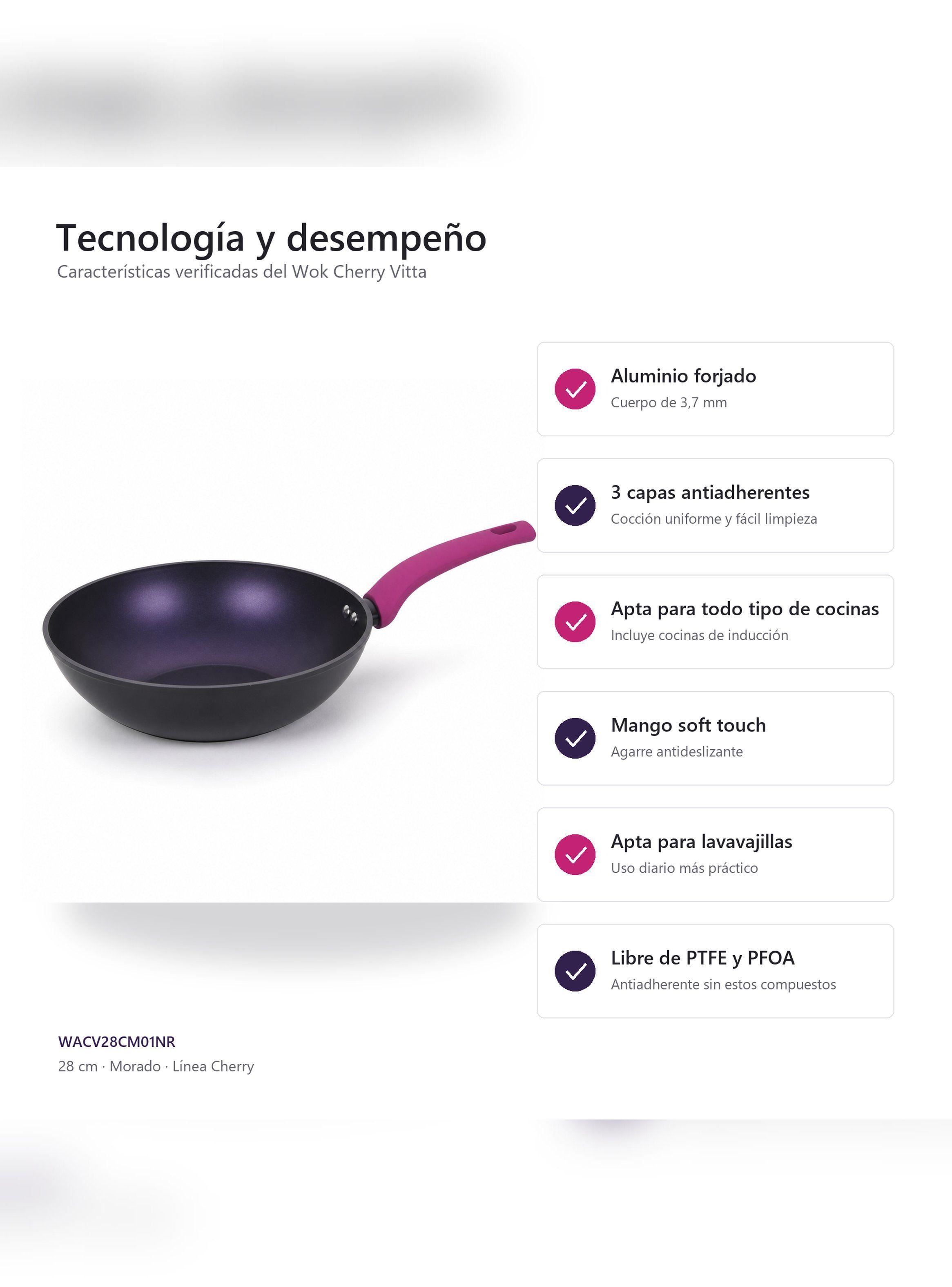 Wok Antiadherente Vitta Cherry 28cm Aluminio Forjado-8