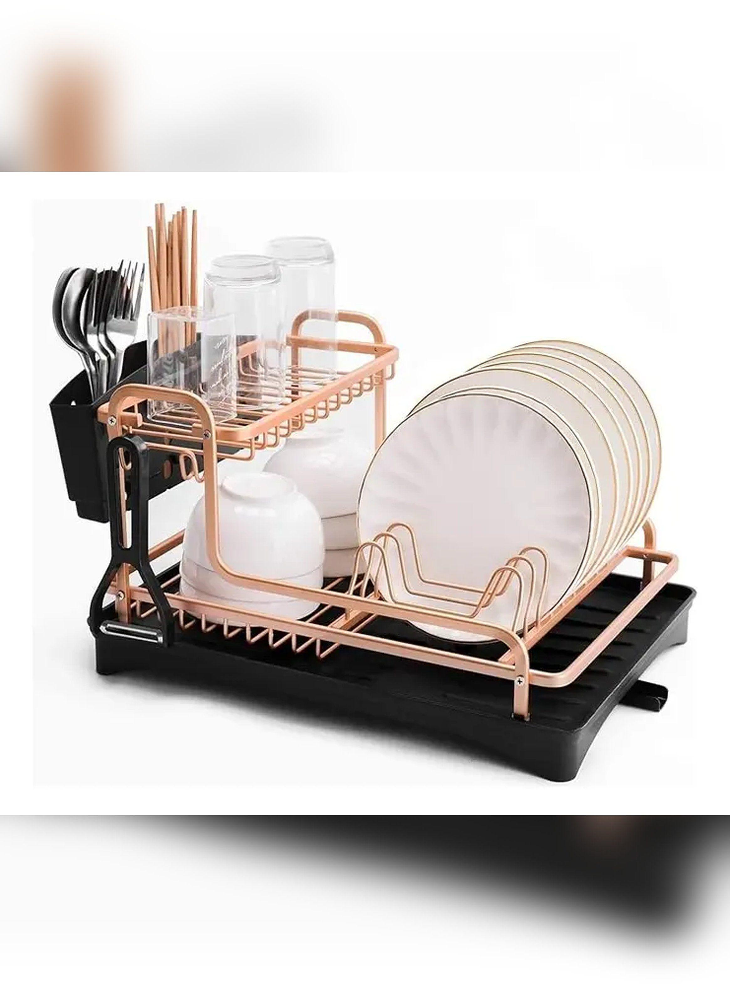 Secaplatos Escurridor De 2 Niveles Aluminio Rose Gold-1