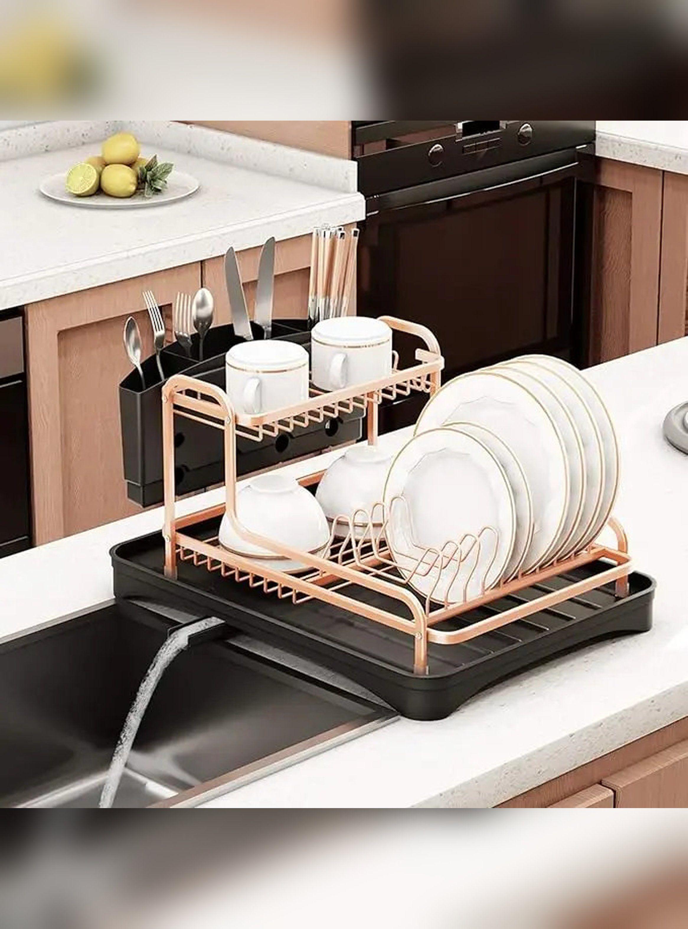 Secaplatos Escurridor De 2 Niveles Aluminio Rose Gold-2