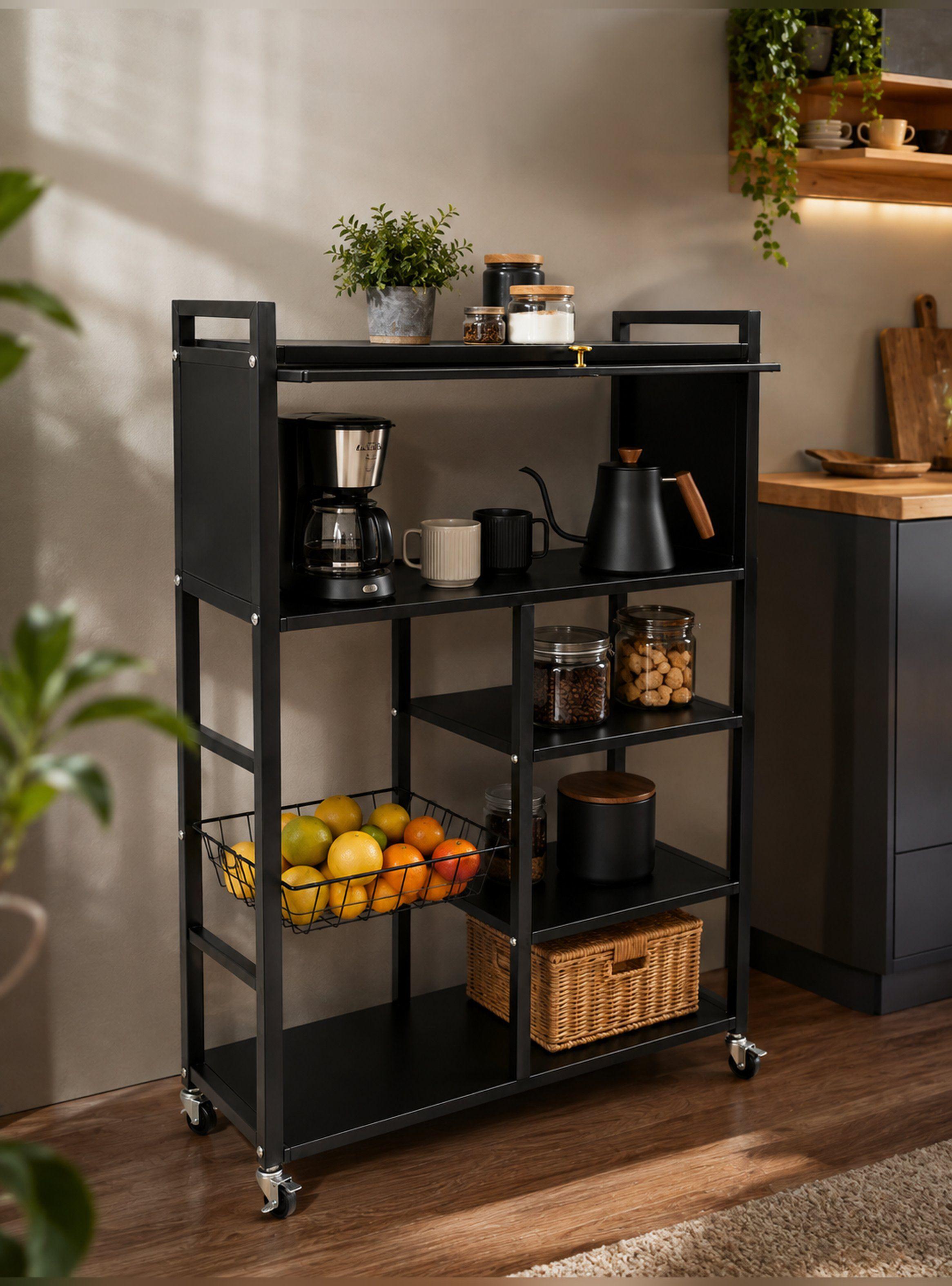Estante Organizador Multiuso de Cocina con Gabinete y Ruedas-4