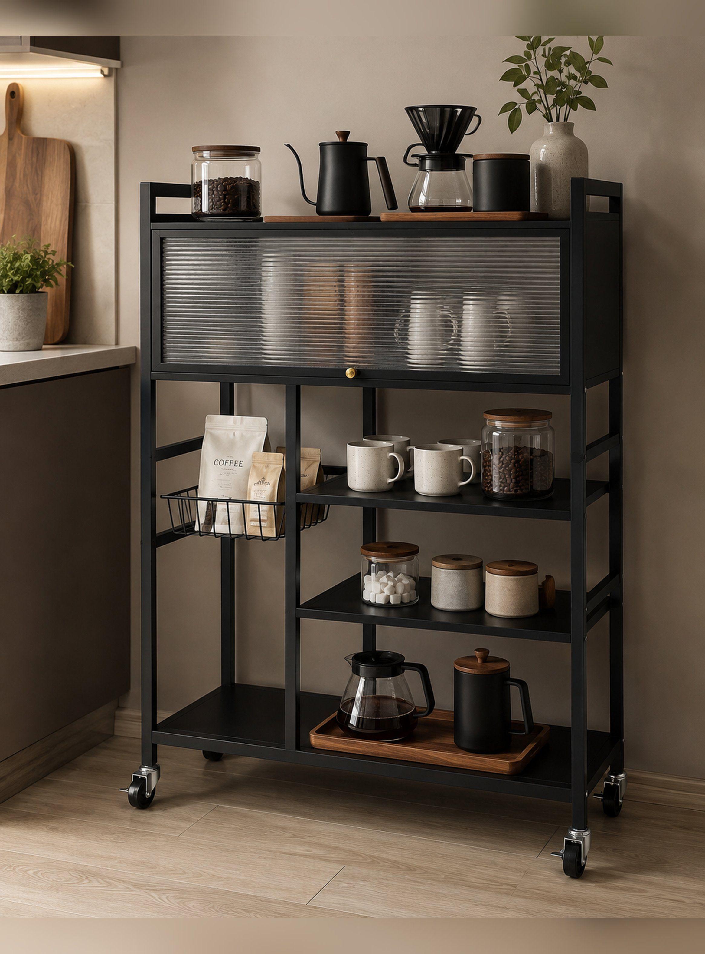 Estante Organizador Multiuso de Cocina con Gabinete y Ruedas-6