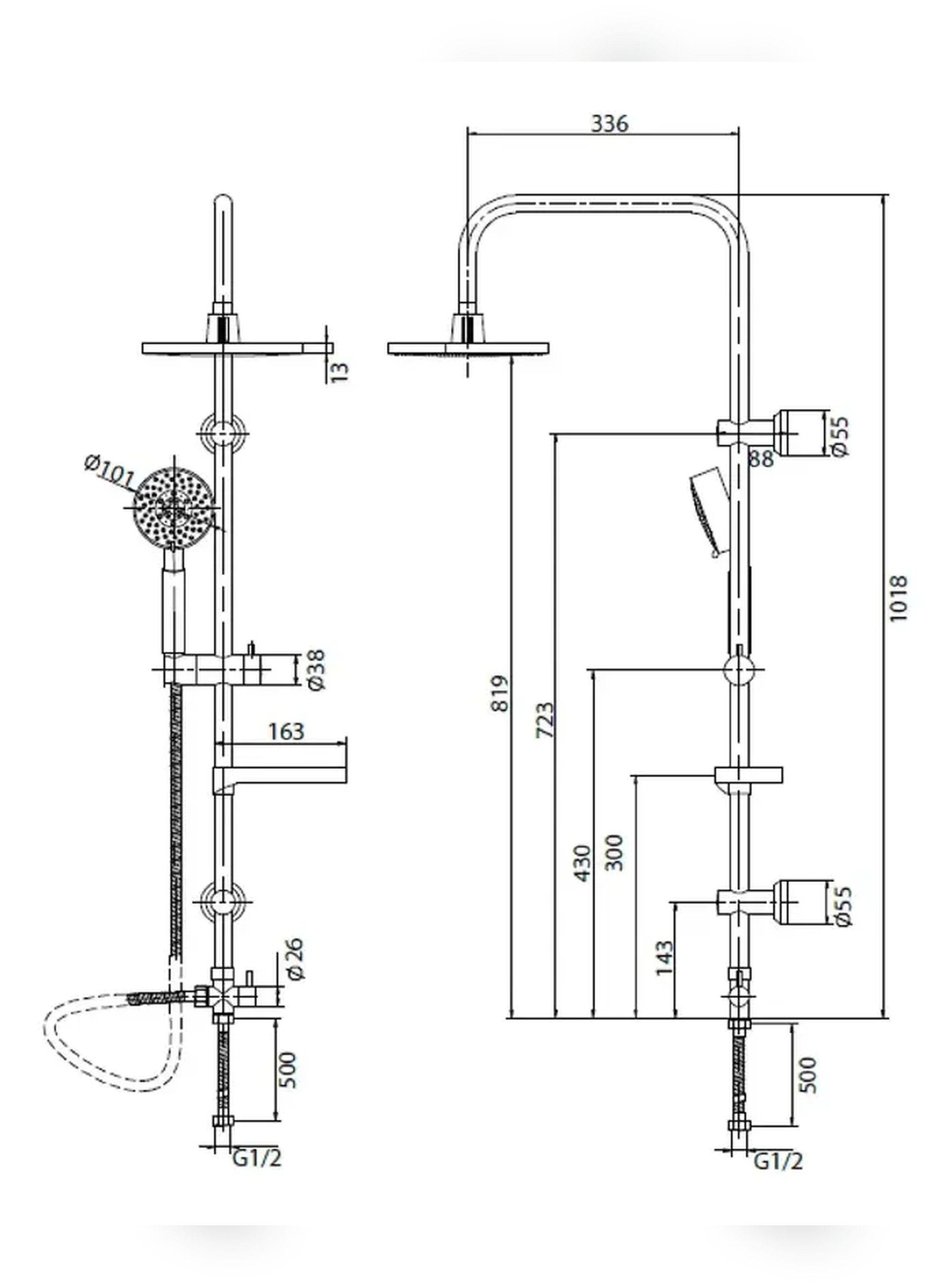 Columna De Ducha Grifo Plato Llave Modelo Venti Cromo-3