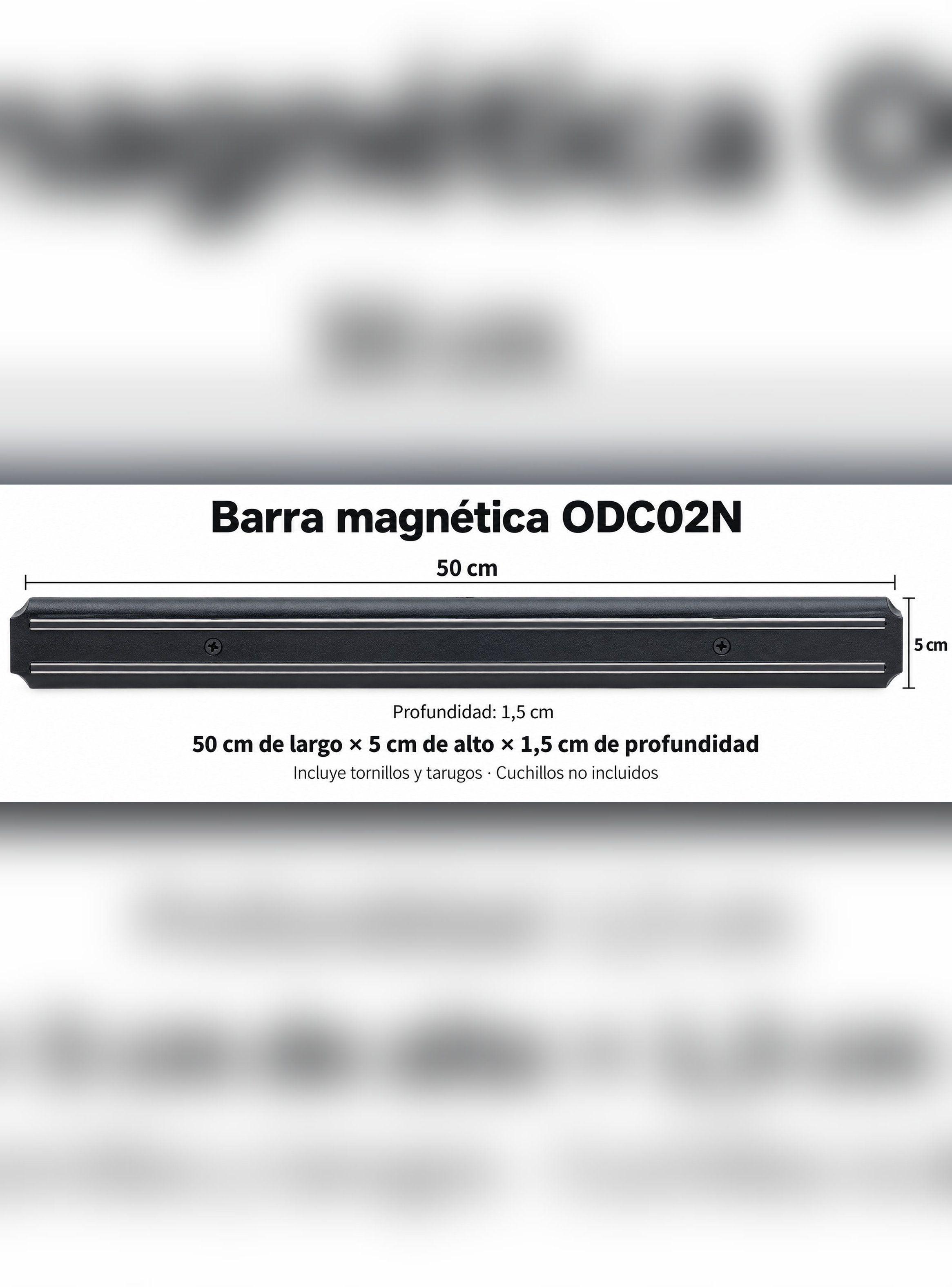 Barra Magnética Porta Cuchillos 50 cm Negro para Pared-7
