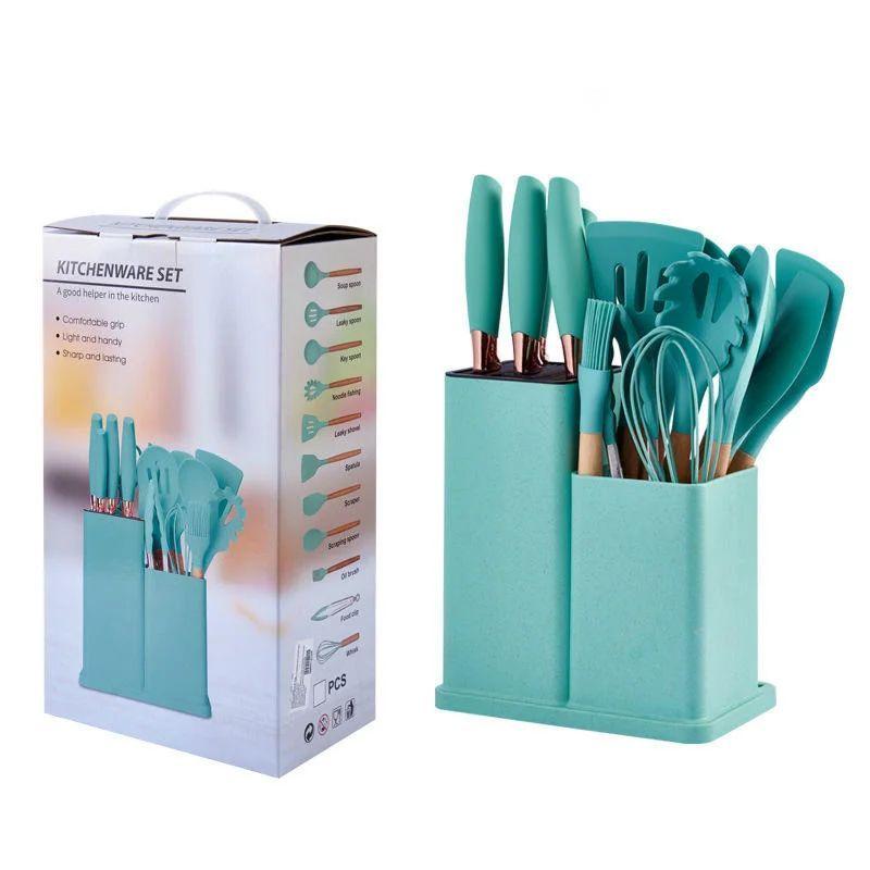 SET 19 UTENSILIOS DE COCINA DE ACERO INOXIDABLE Y SILICONA-2