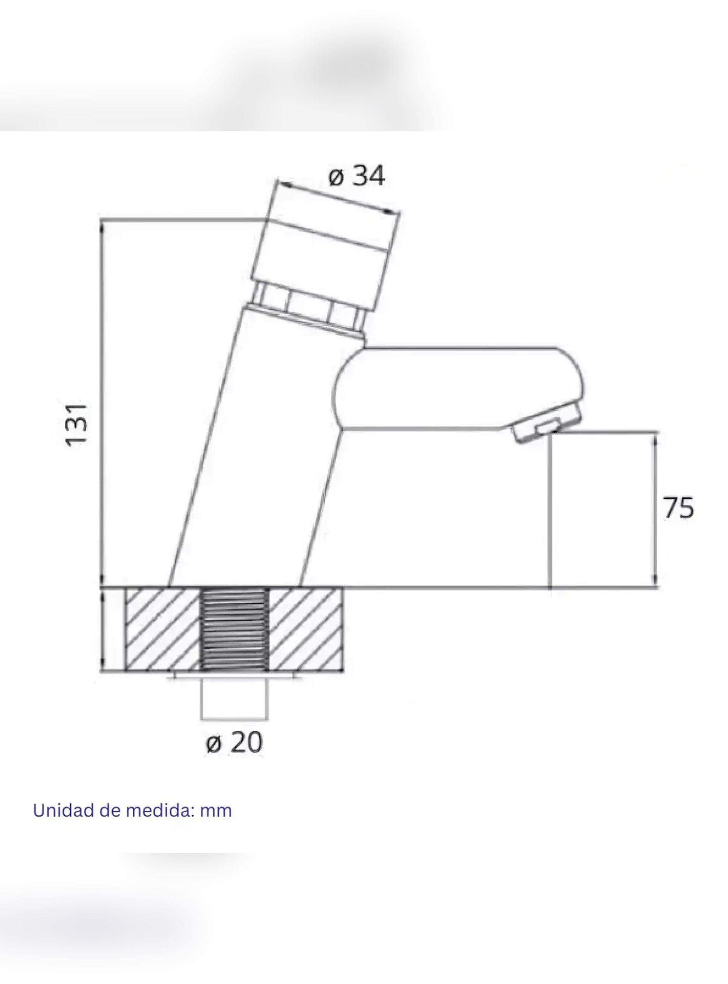 Llave Grifo Lavatorio Temporizada Cilindrica Marca Taumm-6