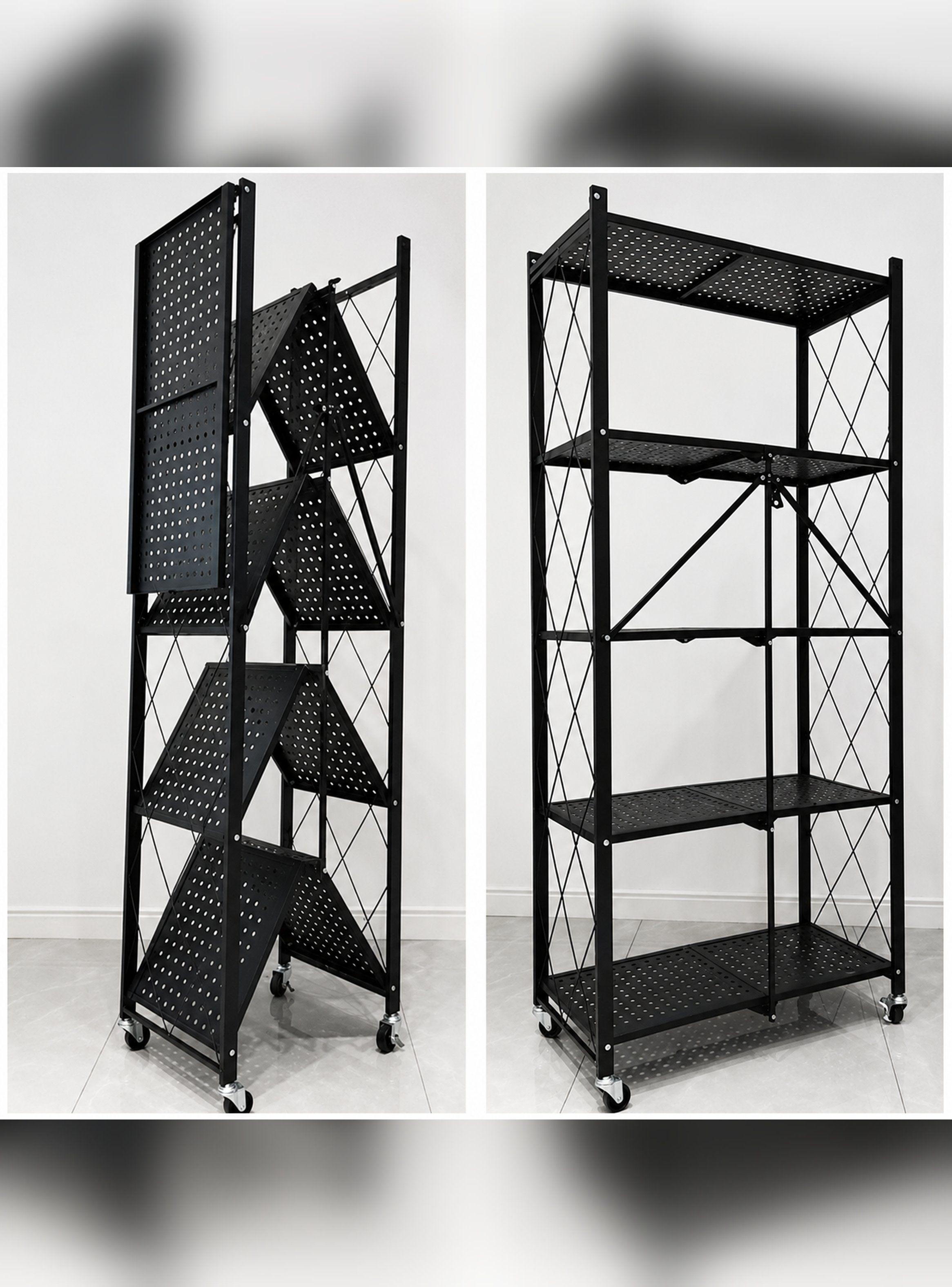 Estante Plegable 5 Niveles Organizador Acero Carbono Negro-3