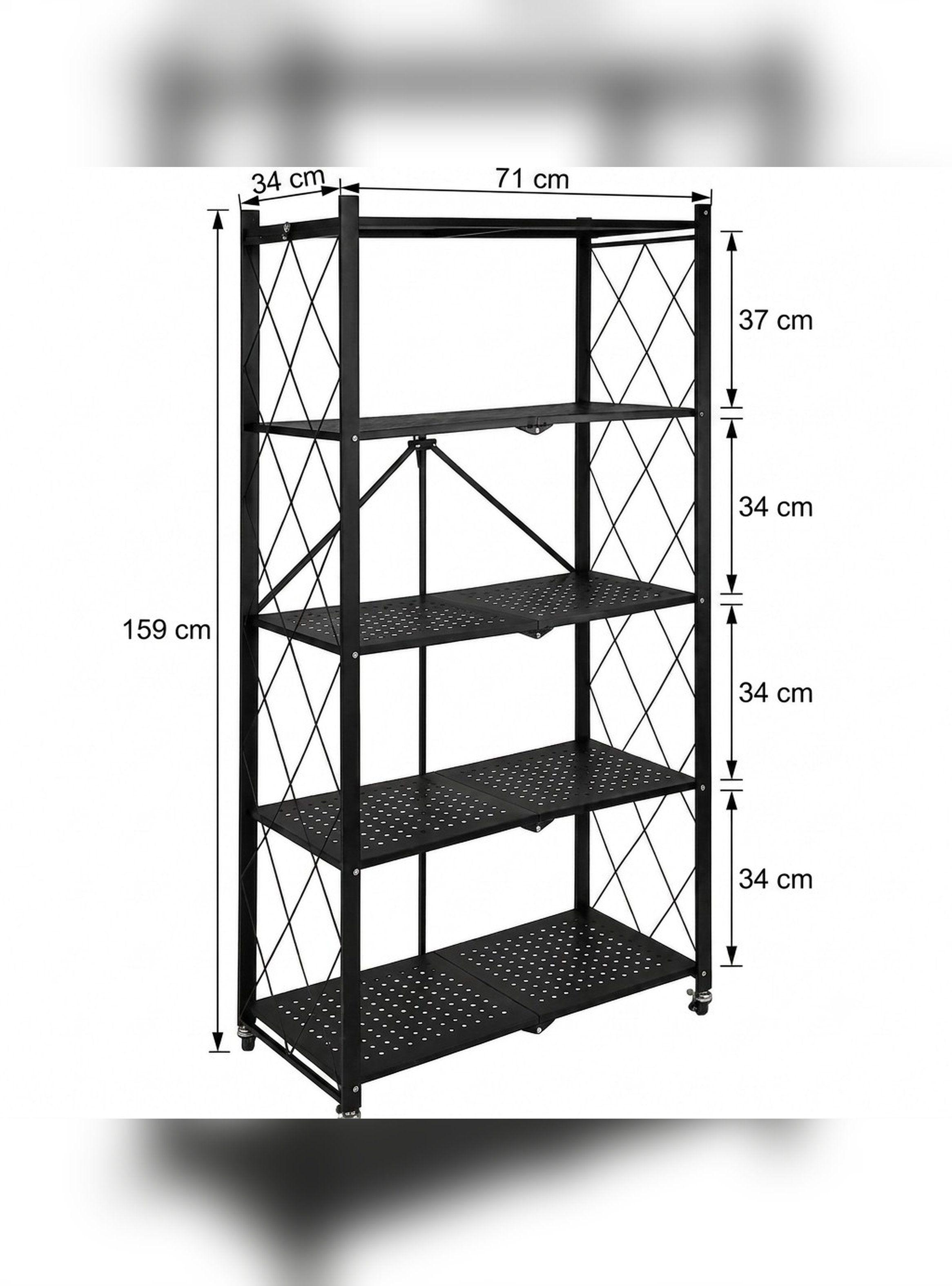 Estante Plegable 5 Niveles Organizador Acero Carbono Negro-4