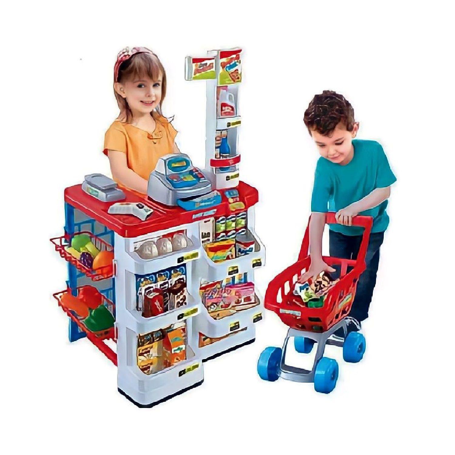 Mini supermercado didactico con carrito-1