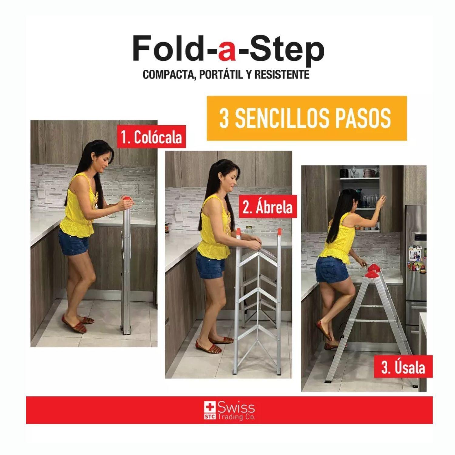 Escalera Plegable de Aluminio Multiproposito Fold A Step 4 Escalones-5