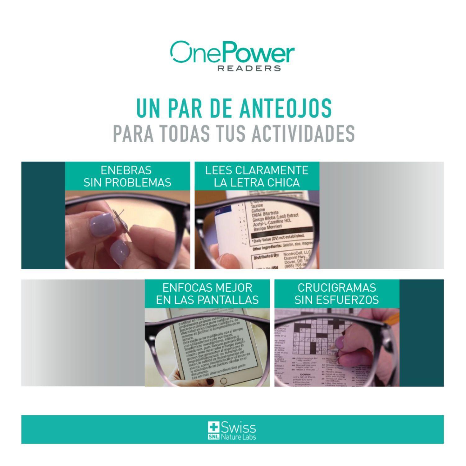 Set de 2 Anteojos, Lentes One Power Readers de Color Marrón + Lentes de Sol-6