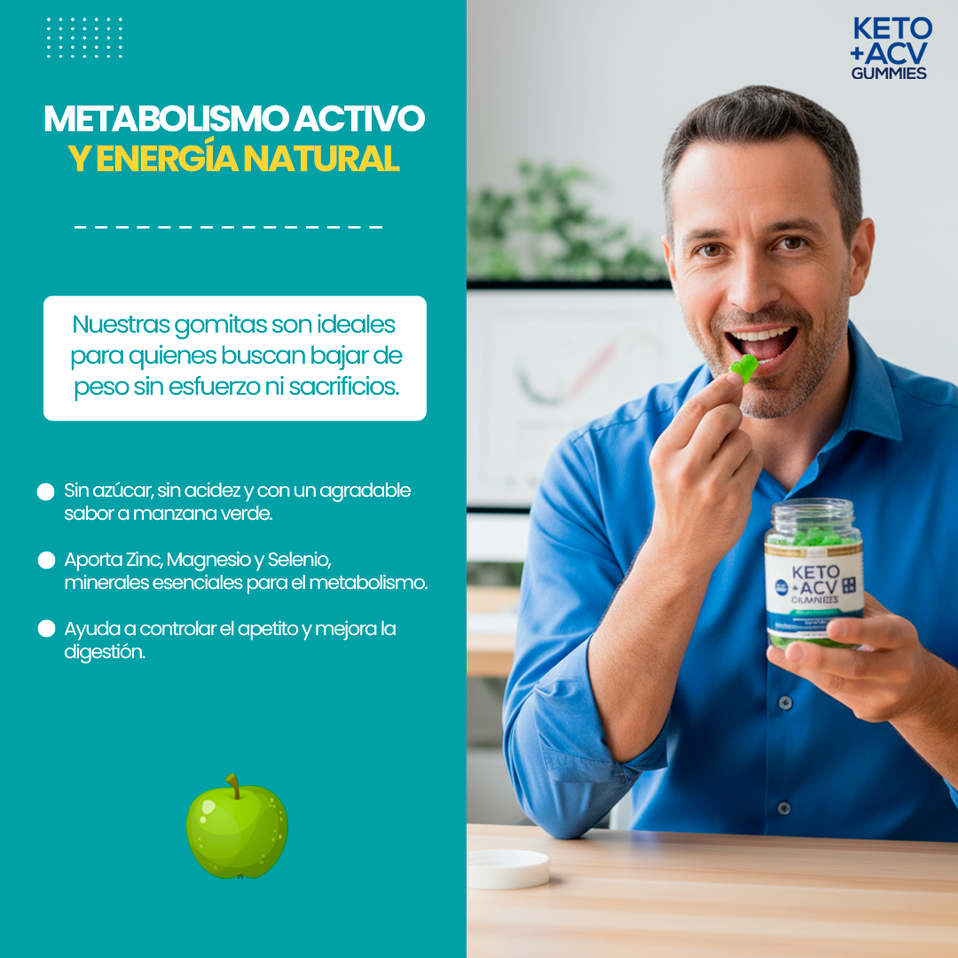 Keto Plus 120 Gomitas Vinagre De Manzana Quema Grasa Sin Azúcar-5