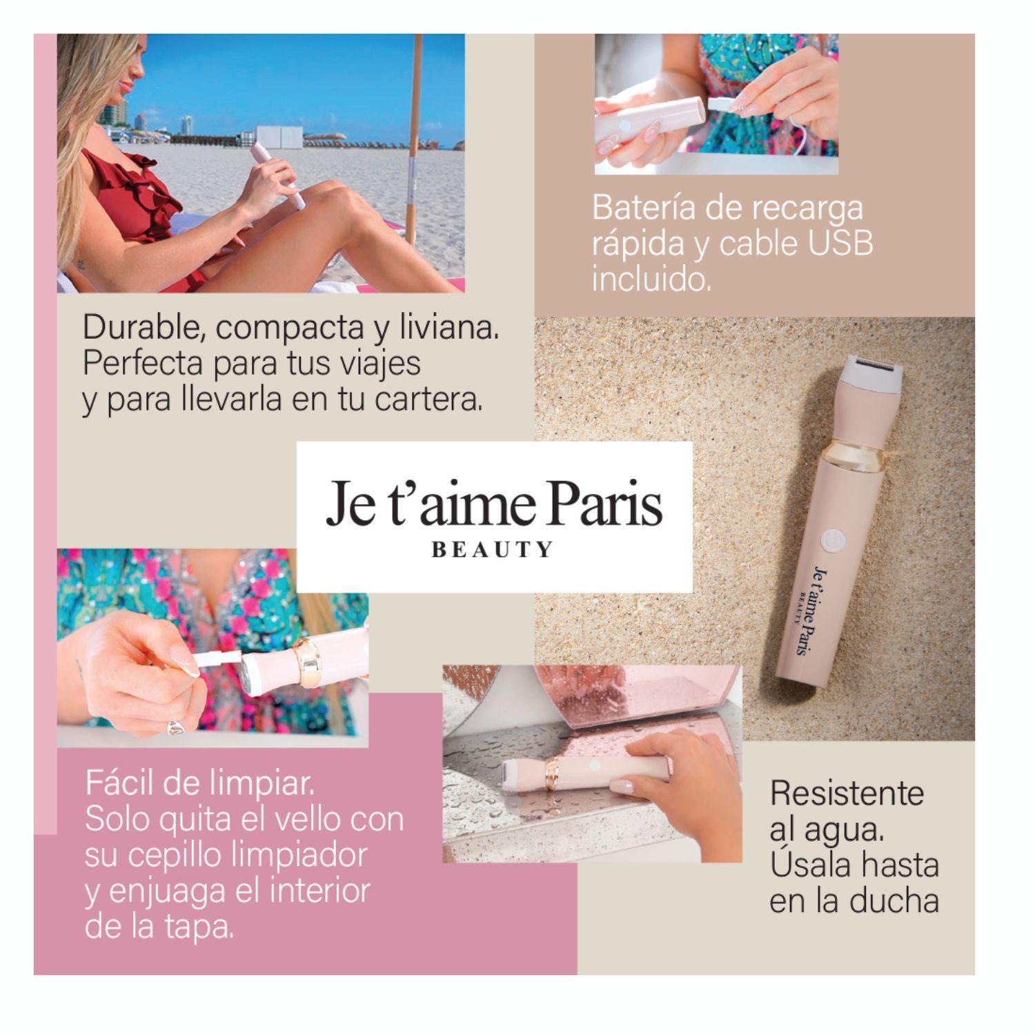 Maquina Depiladora Facial y Corporal Para Mujer Portatil Je T Aime Paris Beauty Con 4 Accesorios-5