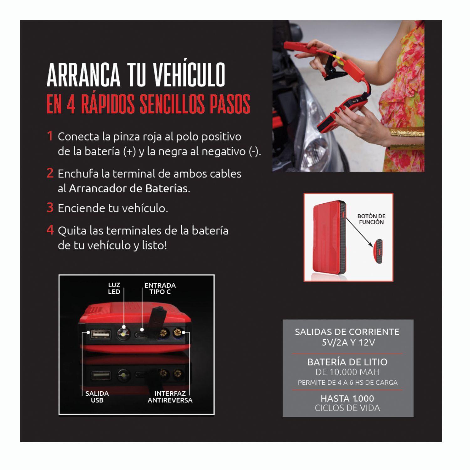 Partidor de Bateria para Autos Portatil Power Bank 12v con Linterna-4