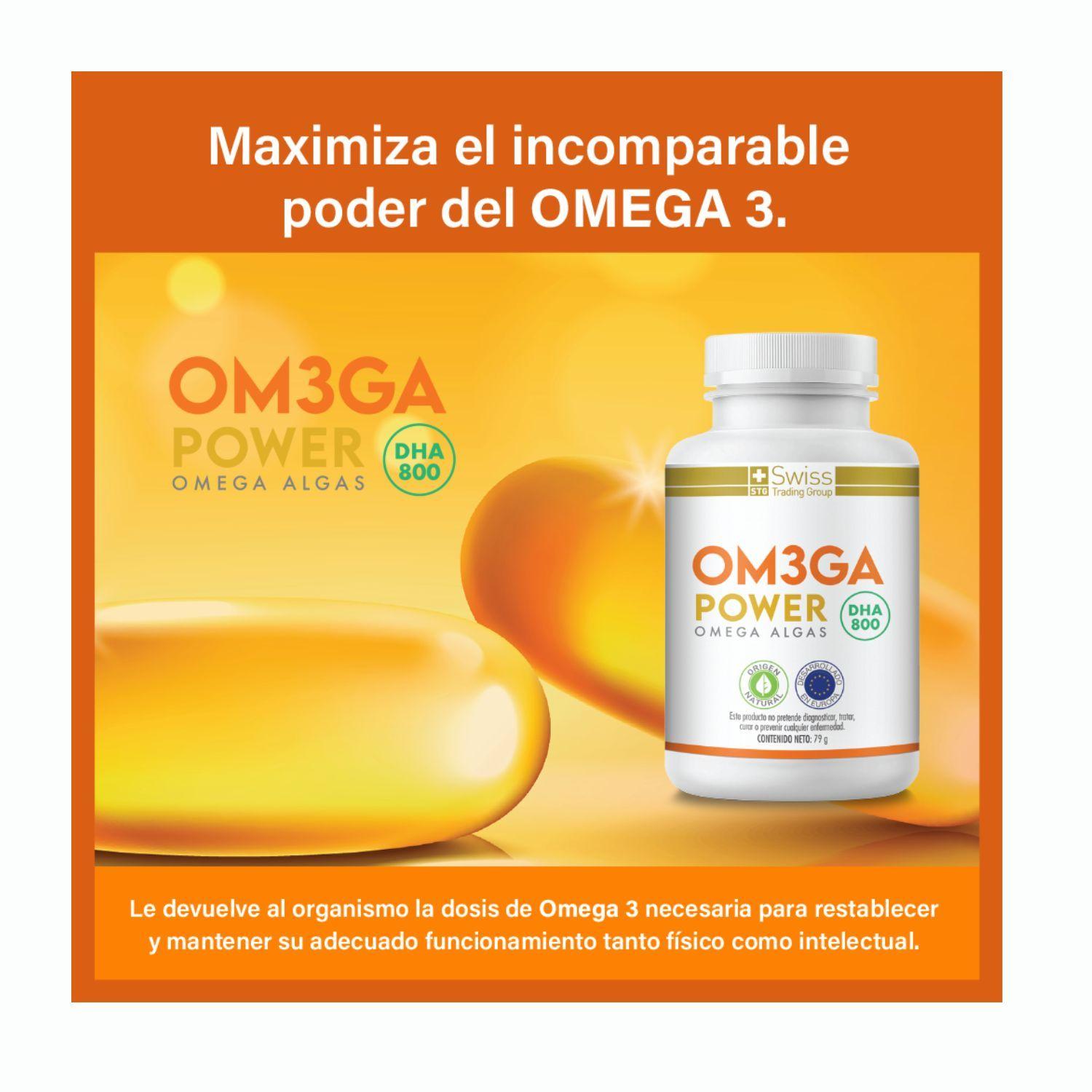 Pack 3 Suplemento Omega 3 Algas Marinas Reduce Colesterol DHA 800 mlg -3