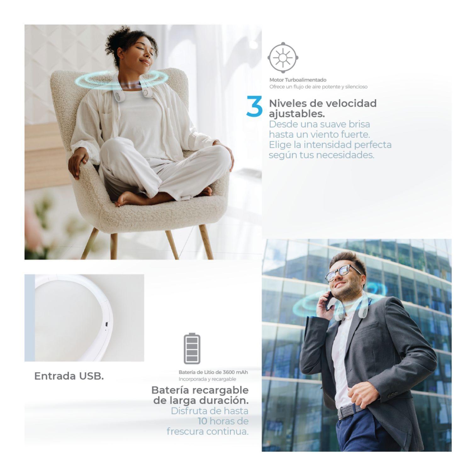 Ventilador para Cuello Portatil Polar Breeze Neck Ligero y Ergonomico 3 Niveles de Velocidad-6