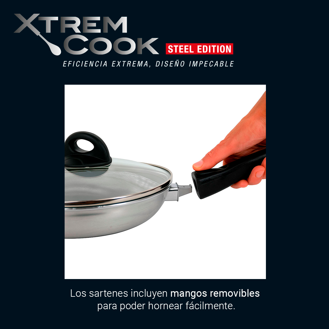 Bateria de Cocina Xtrem Cook Steel De Acero Inoxidable Antiadherente Libre de BPA Cocina Induccion-5