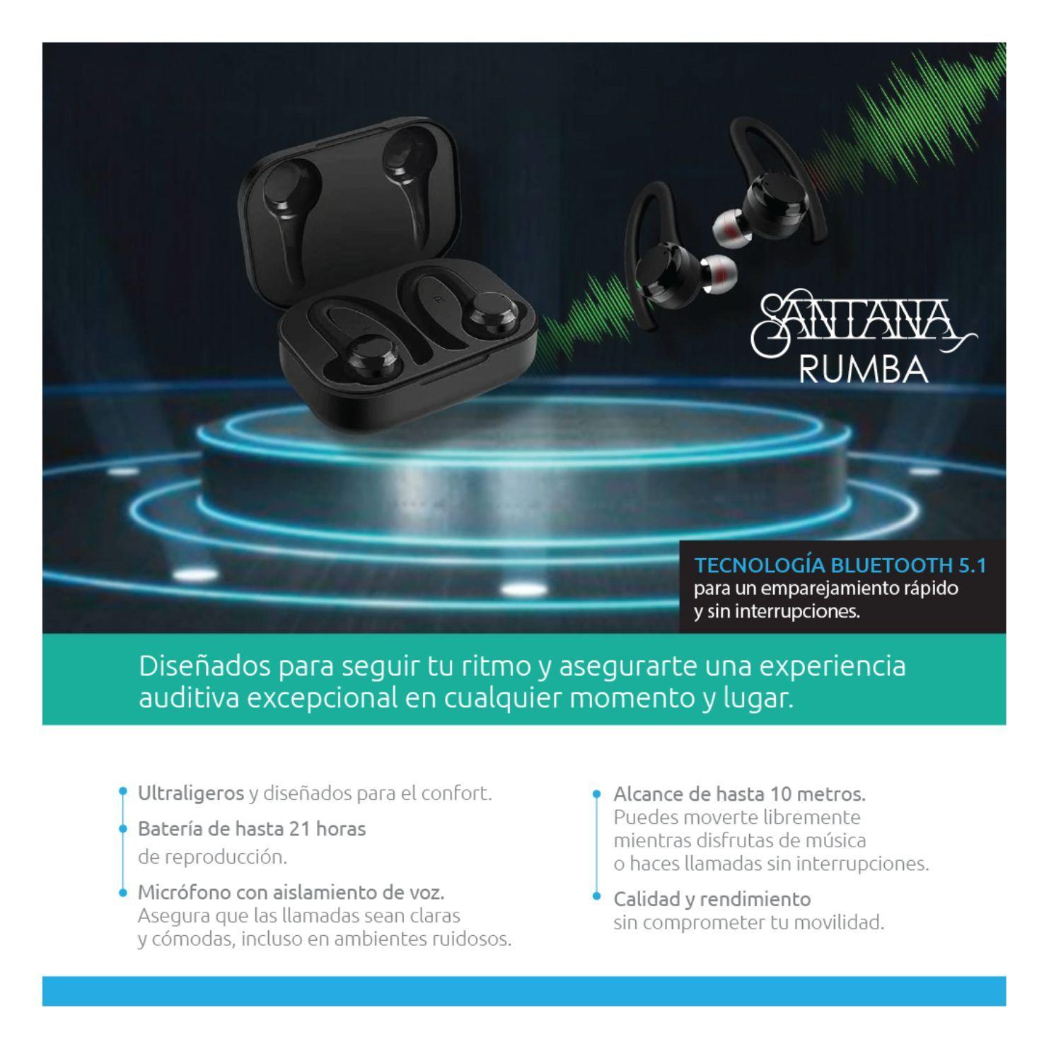 Auriculares In Ear Deportivos Inalambricos Santana Rumba con Cargador-4