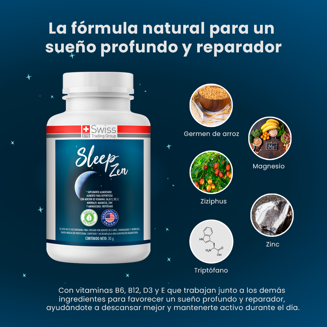 Suplemento Alimenticio Sleep Zen Con Magnesio Vitaminas B6 y B12 Contra el Insomio 60 caps-6