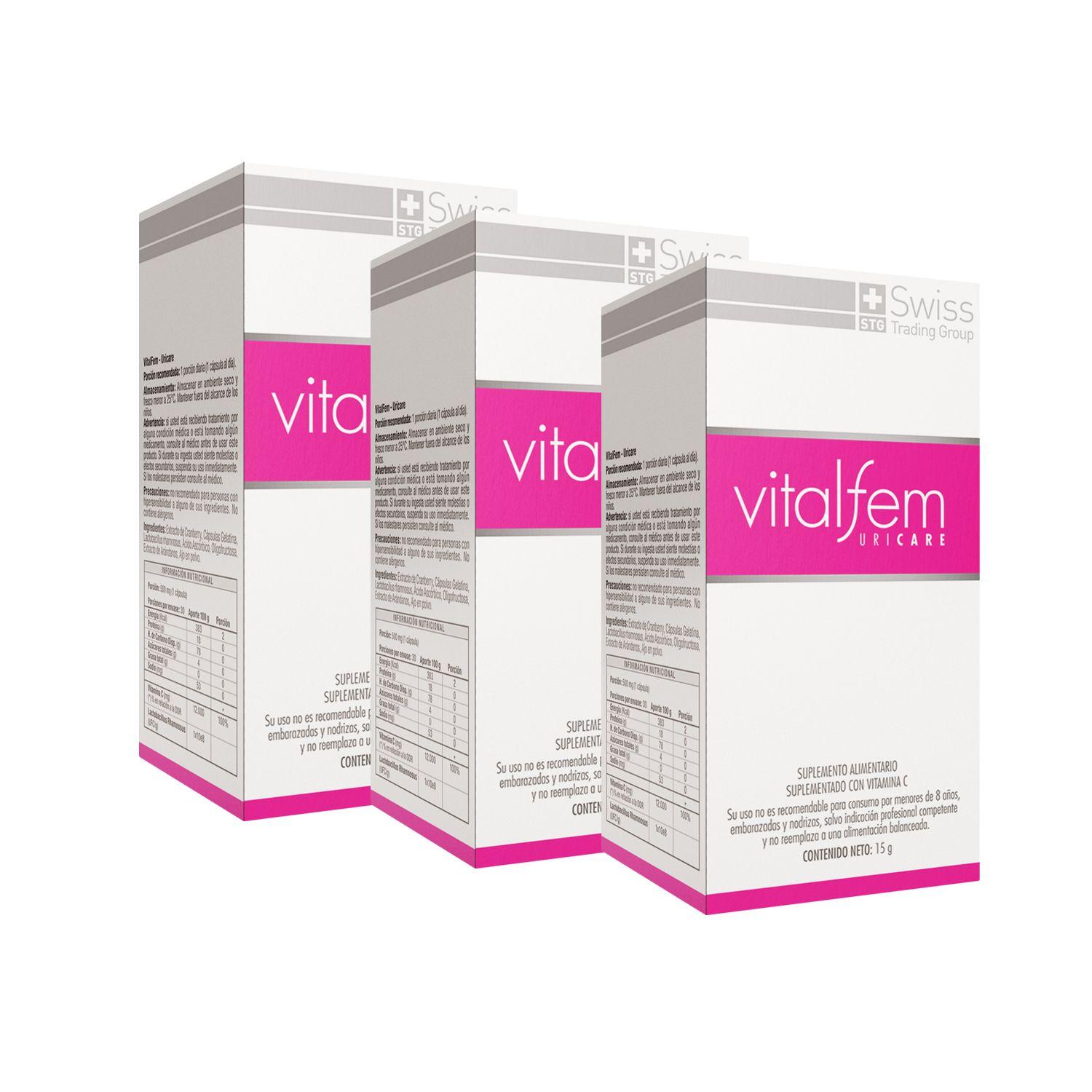 Vitalfem Uricare 3 Frascos con 30 capsulas c/u-1