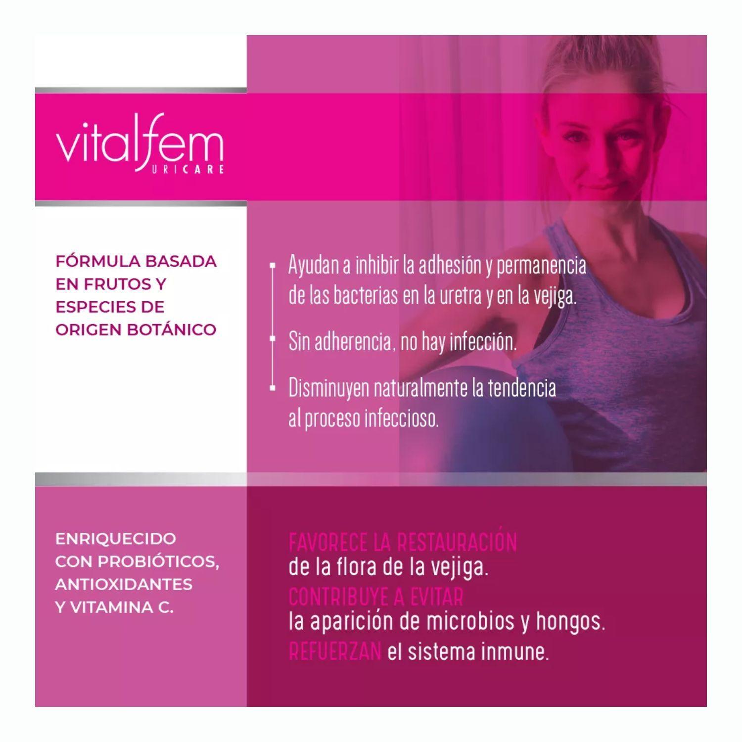 Suplemento Alimenticio Vitalfem Uricare Con Vitamina C Para la Buena Salud Urinaria 90 Capsulas-5