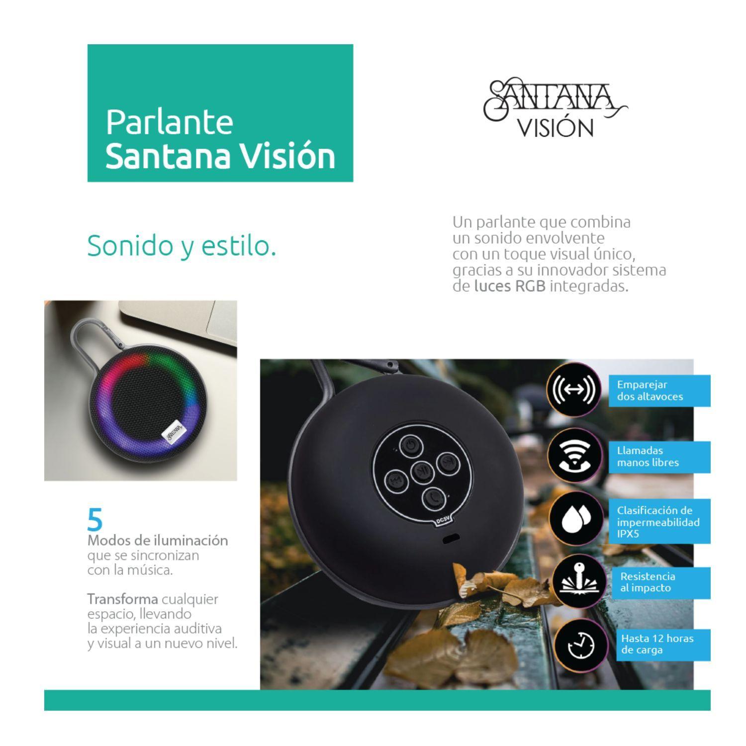 Parlante Portatil Santana Vision Bluetooth 5.3 Resistente al Agua-5