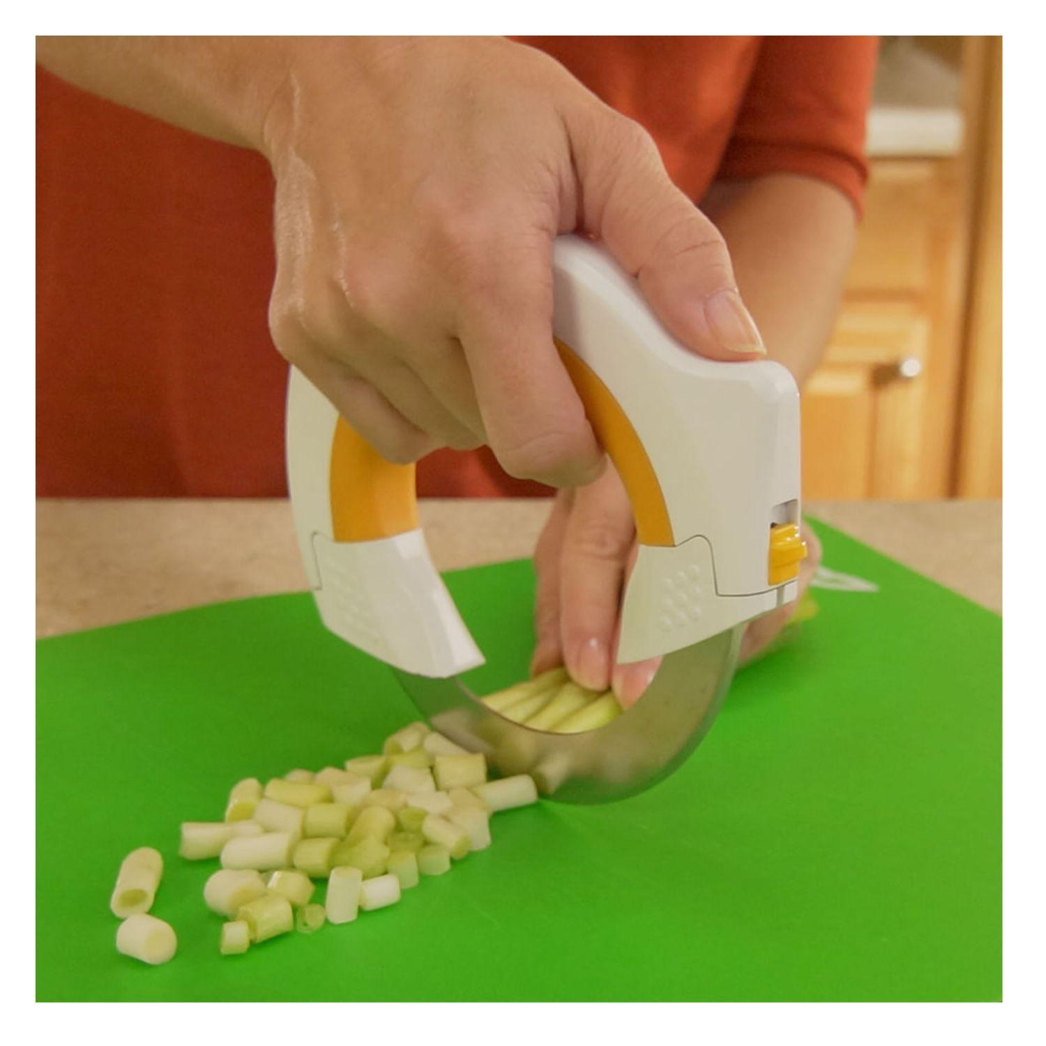 Cuchillo Circular Giratorio De Acero Inoxidable Mango Ergonómico Samurai 360 Incluye Base-6