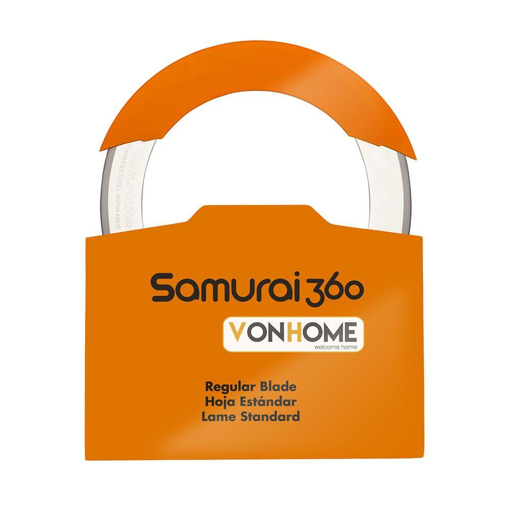 Cuchillo Circular Giratorio De Acero Inoxidable Mango Ergonómico Samurai 360 Incluye Base-7