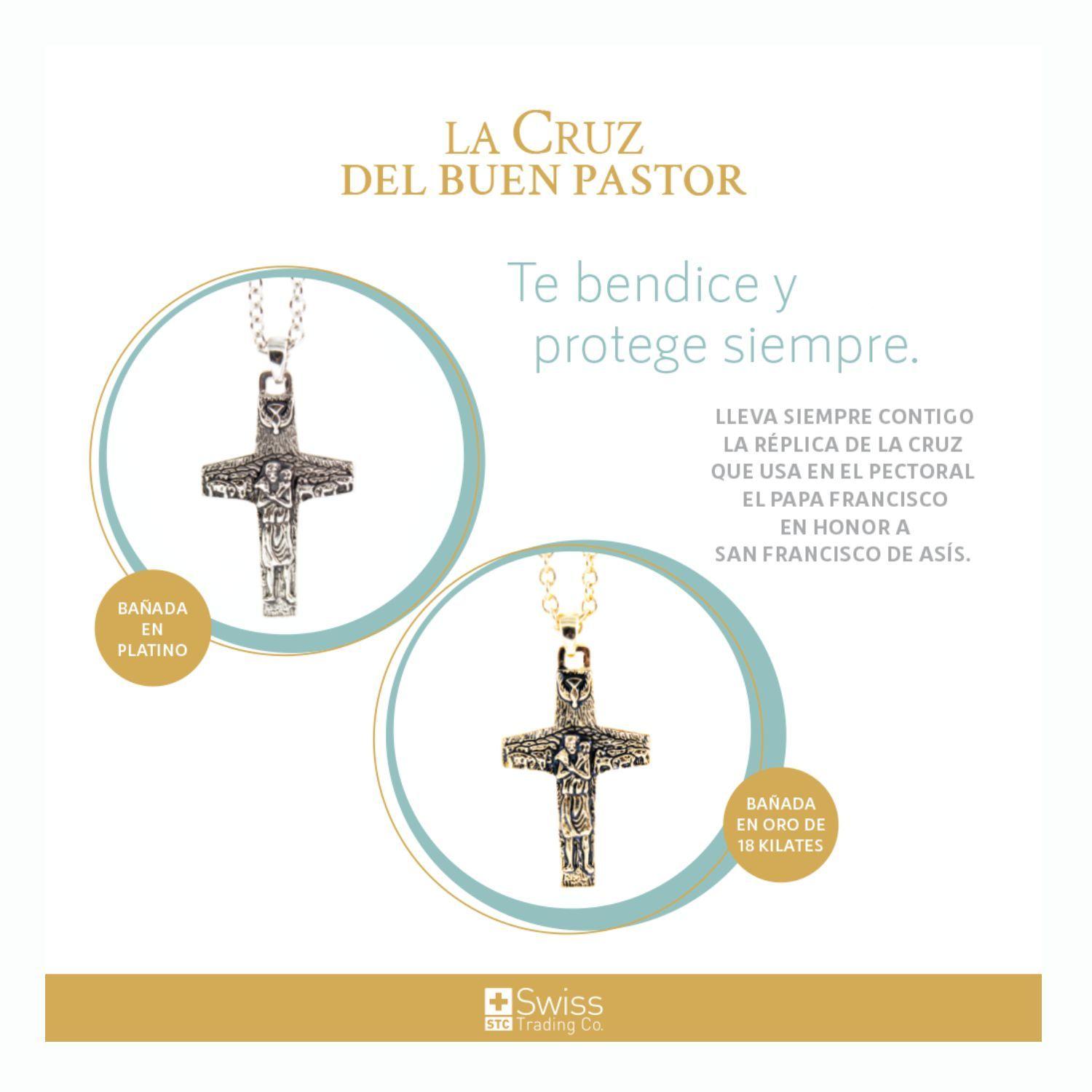 Cruz del Buen Pastor Cadena de oro o plata para hombres-3