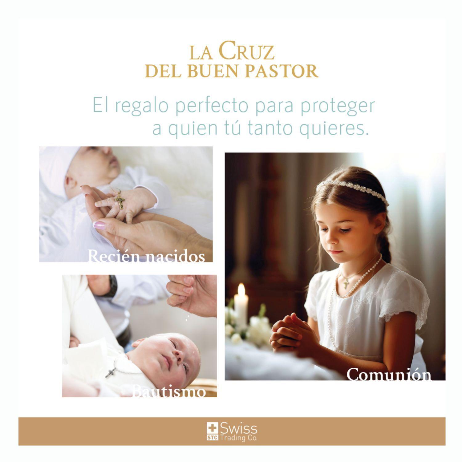 Cruz del Buen Pastor Cadena de oro o plata para hombres-5