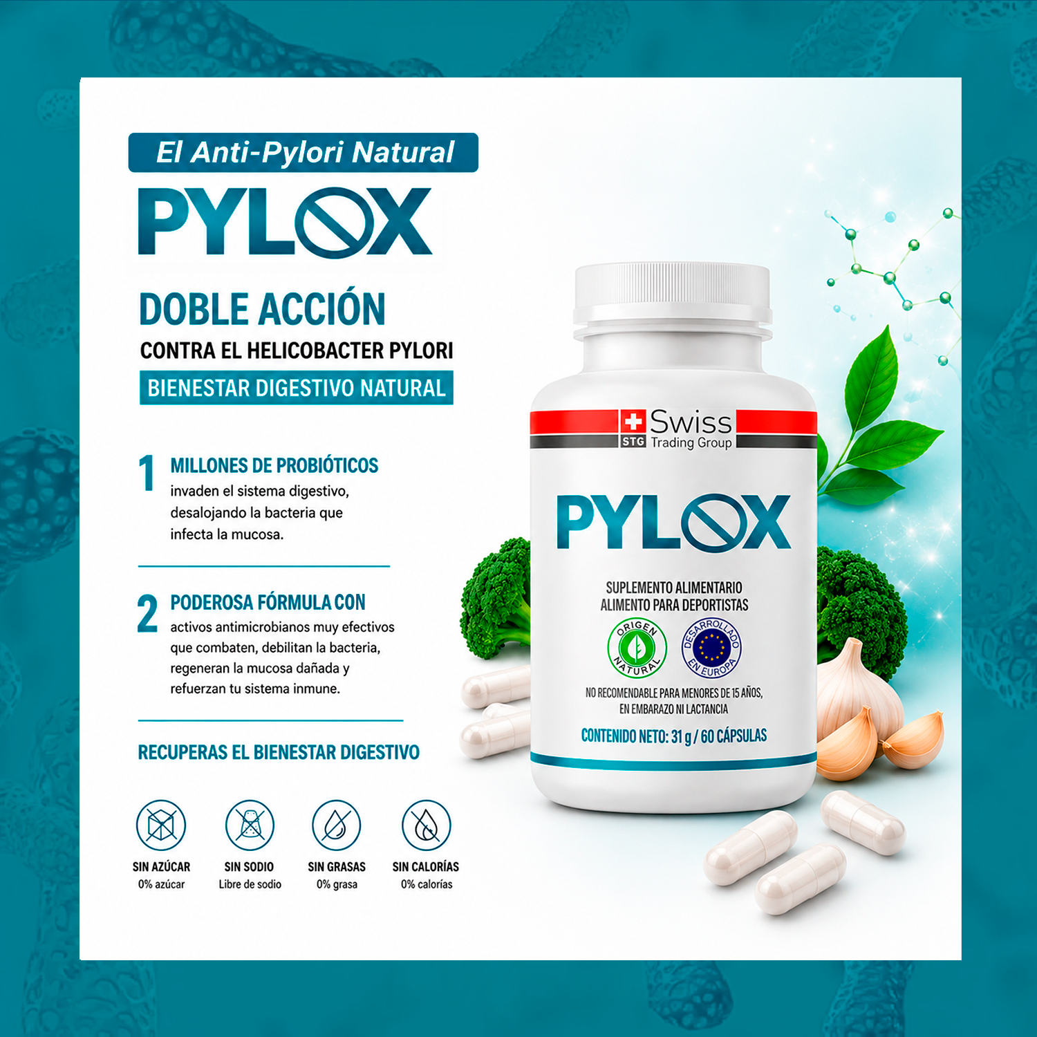 Pylox El Anti-Pylori Natural Gastritis Reflujo 60 Caps-5