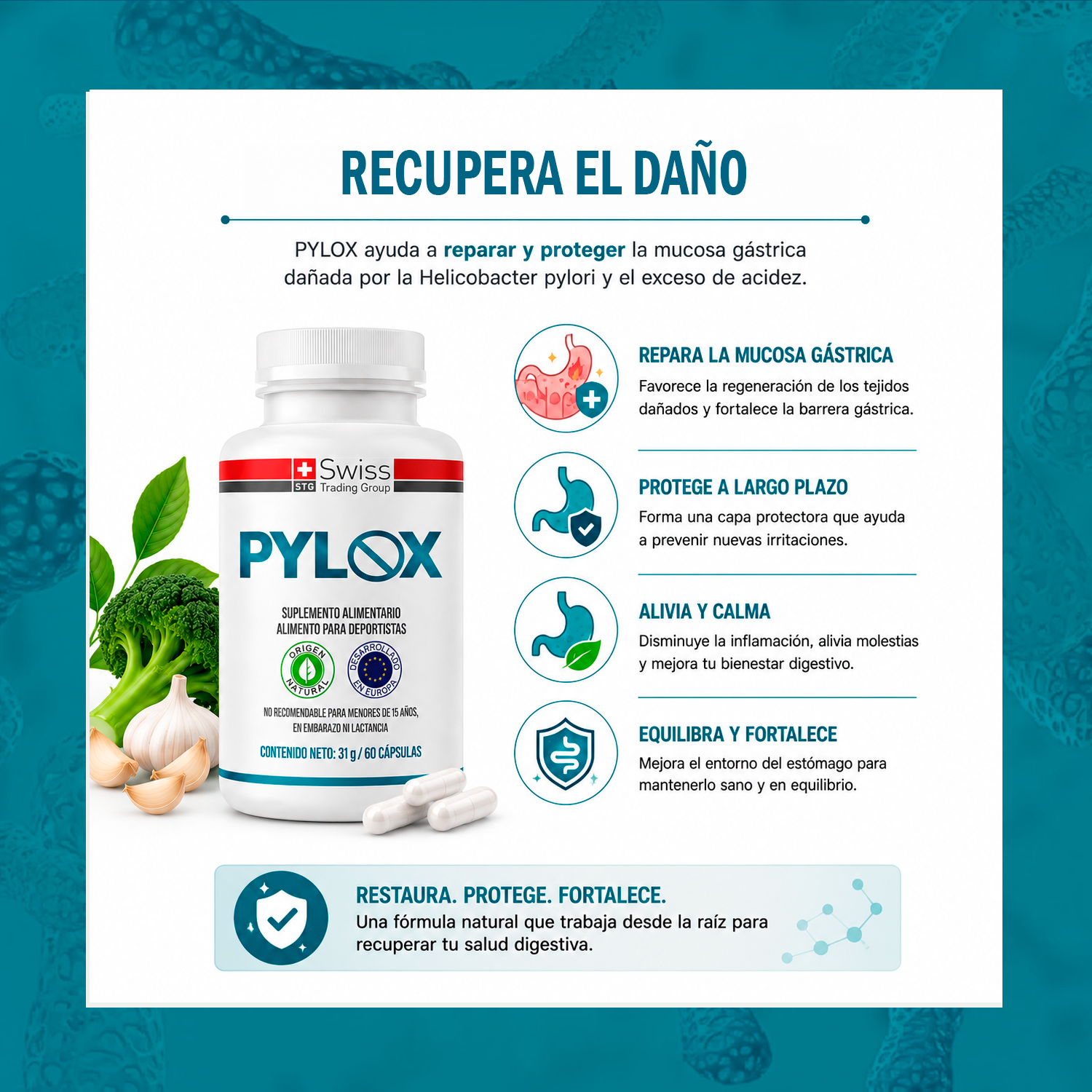 Pylox El Anti-Pylori Natural Gastritis Reflujo 60 Caps-7