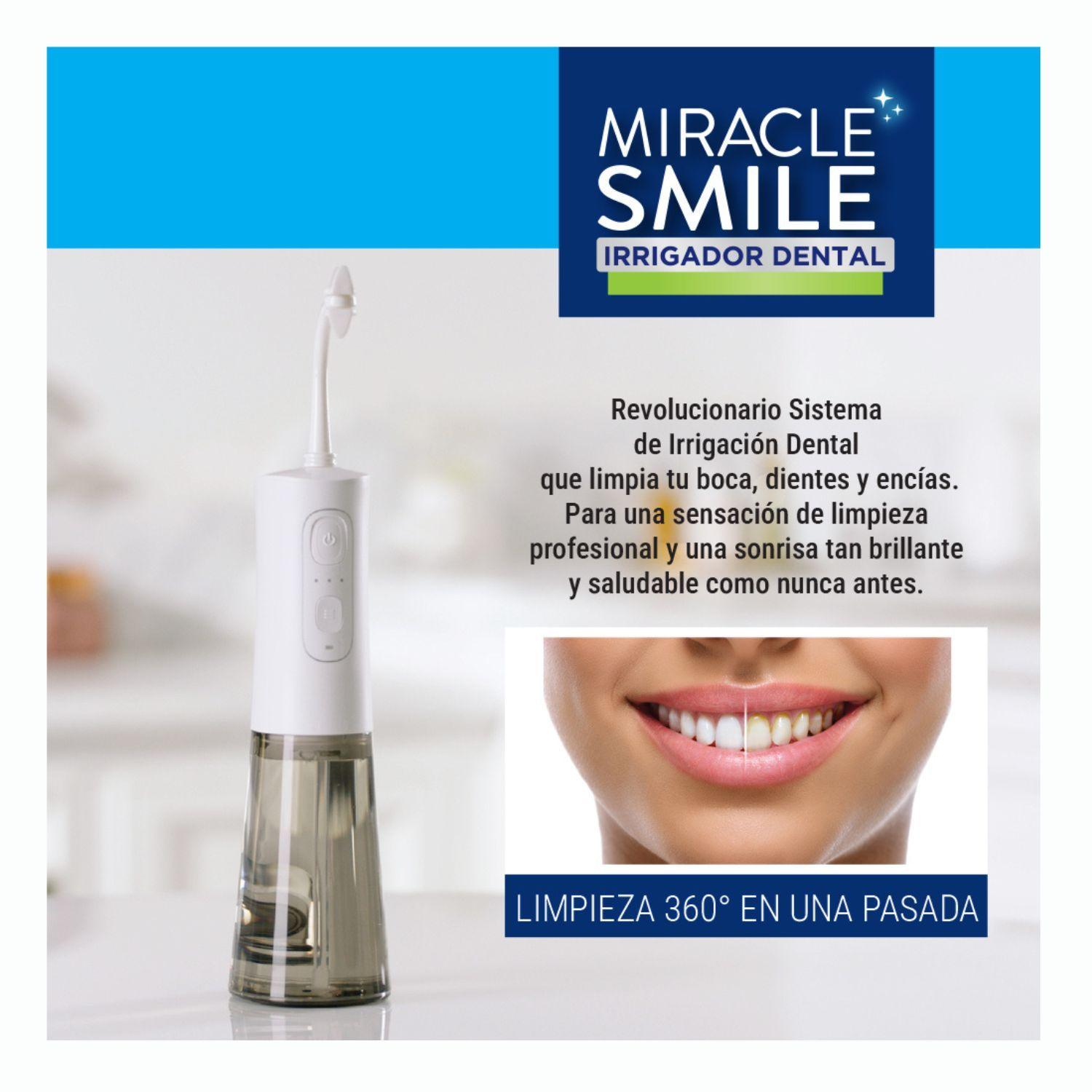 Miracle Smile Irrigador Dental Elecrico Portatil Inalambrico con 3 Cabezales y 3 Niveles de Presion-4
