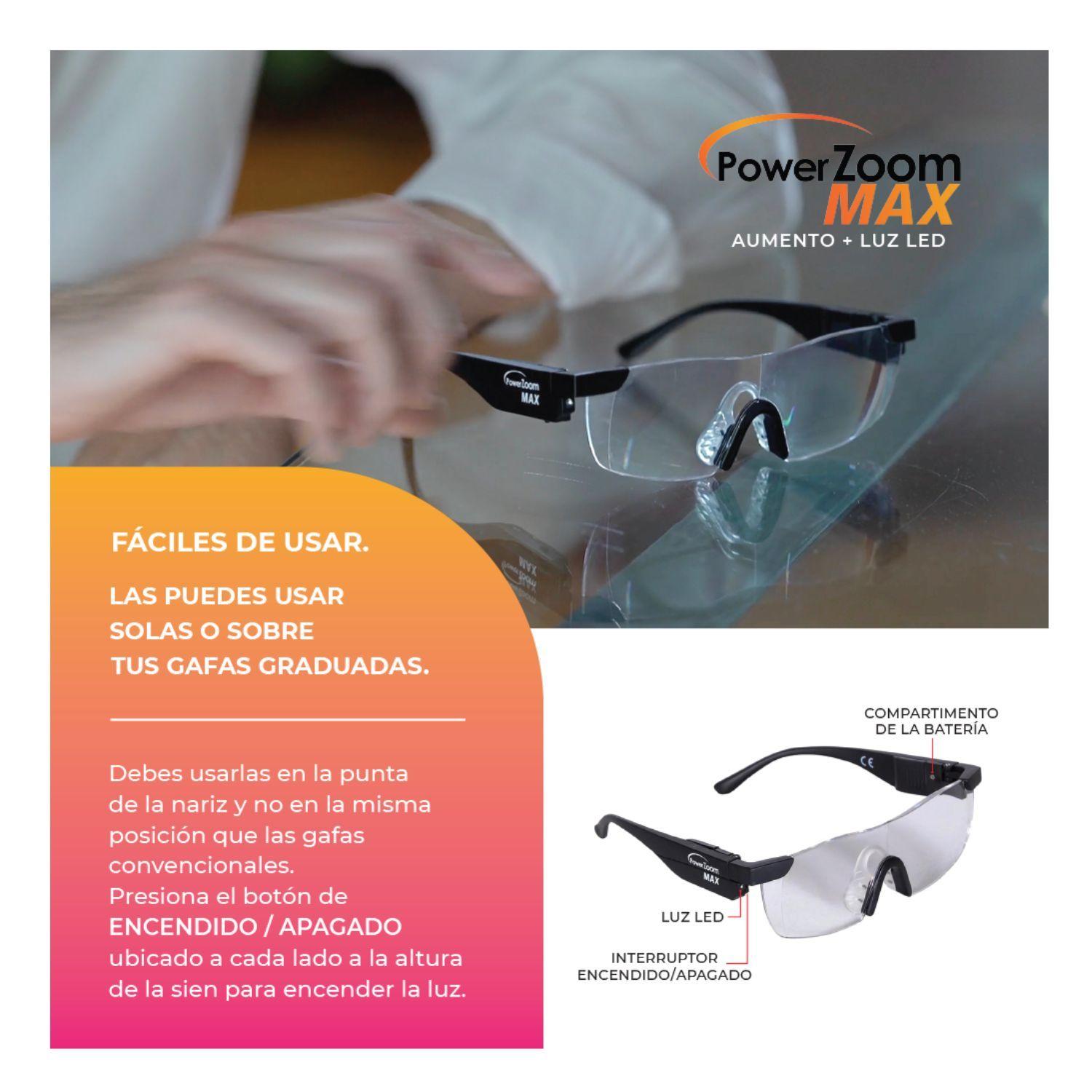 Set 2 Anteojos Power Zoom Max Anteojos con luces LED Integradas Resistentes + Lentes de Sol-4