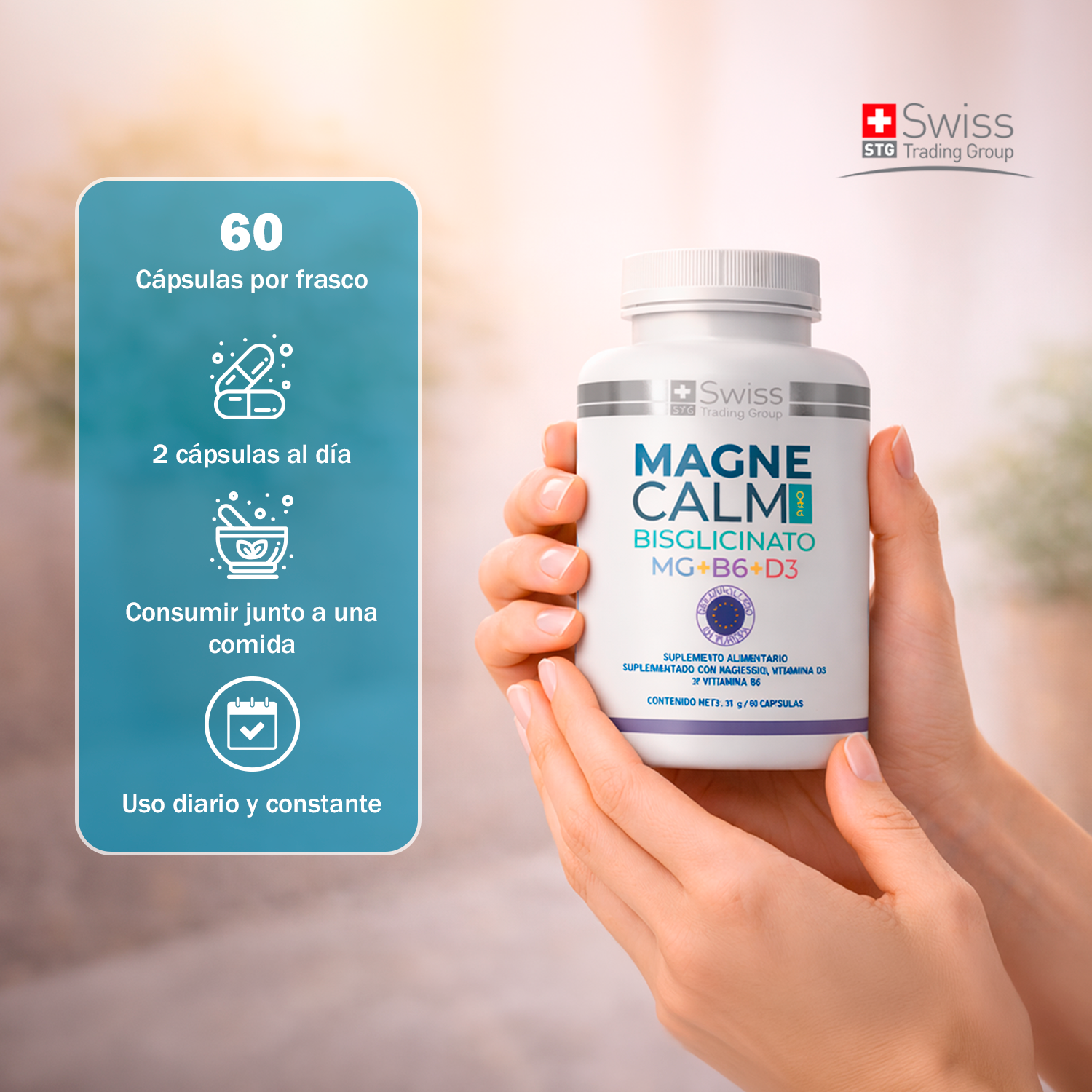 Magnecalm Pro Magnesio Bisglicinato 60 Caps Antiestres-5