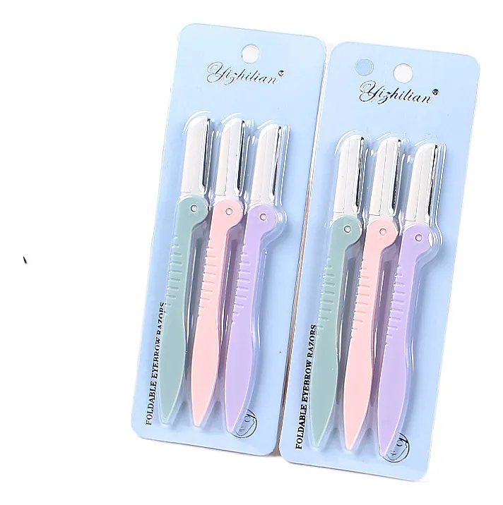 Pack De 3 Maquina Navaja De Afeitar Para Cejas Colores Retractil-2