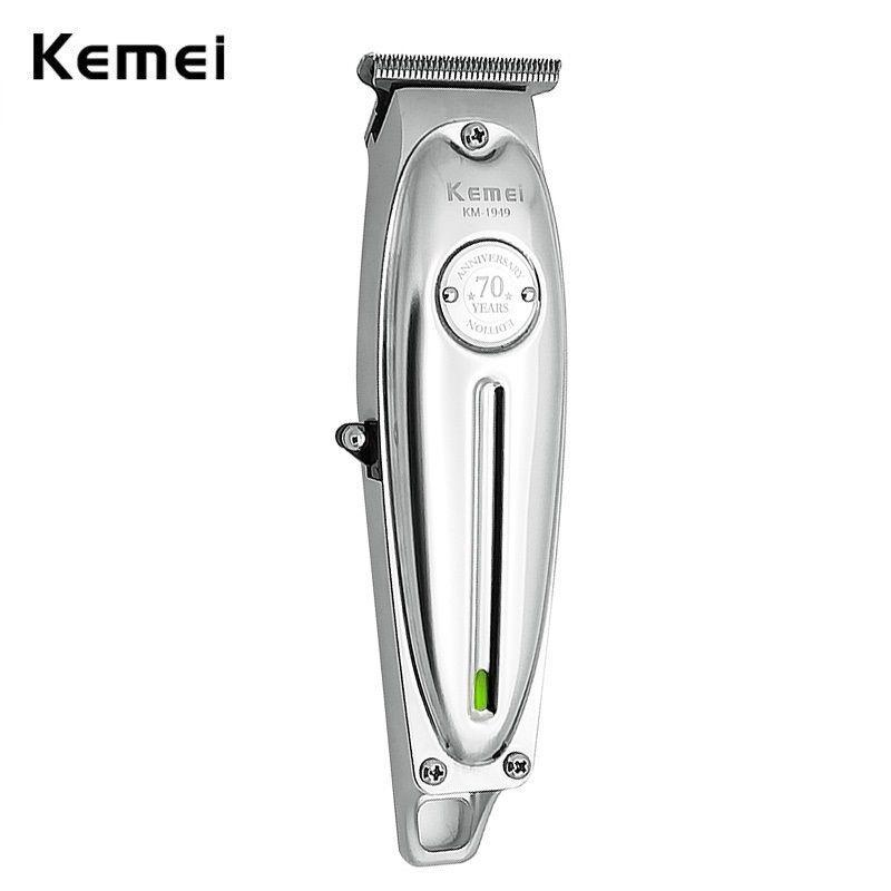 Maquina Afeitadora Profesional Inalambrica Kemei 1949 Trimmer Plateado-2