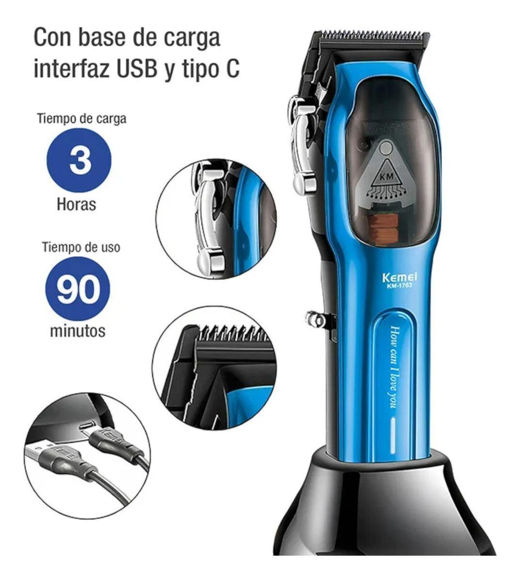 Pack Corta Pelo Kemei Clipper 1763 Y Trimmer 2299 Barberia-1