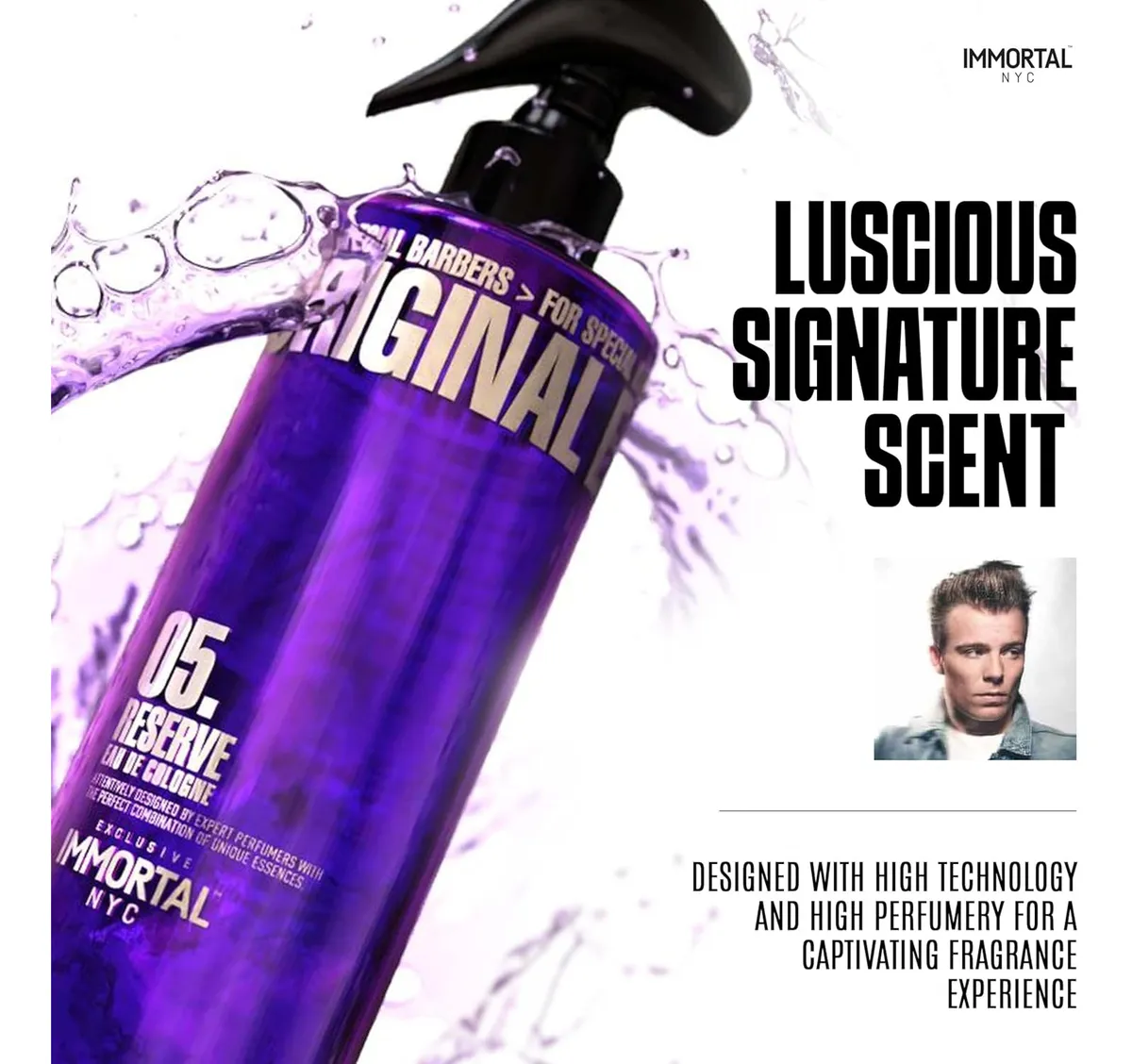 IMMORTAL 05 RESERVE COLOGNE 500ML AFTER SHAVE BARBERIA HOMBRE-5