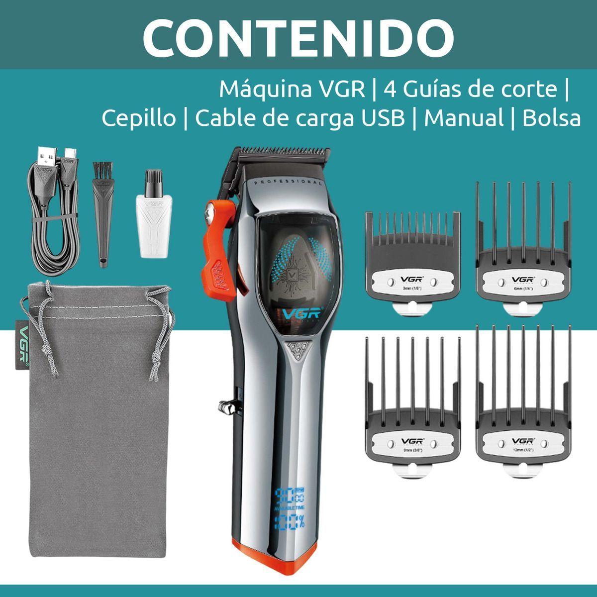 Cortadora De Pelo Inalambrica Vgr 647 Acero Inoxidable Plateado-2