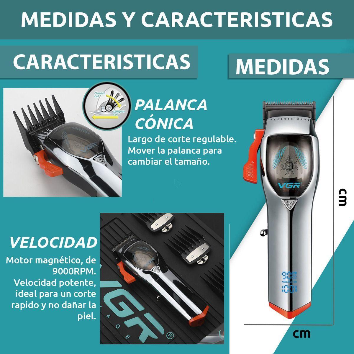 Cortadora De Pelo Inalambrica Vgr 647 Acero Inoxidable Plateado-3
