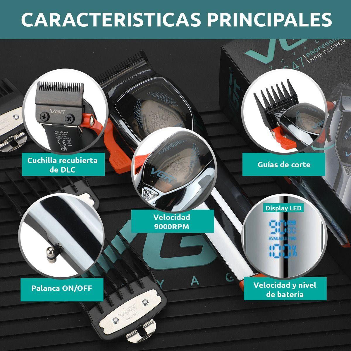 Cortadora De Pelo Inalambrica Vgr 647 Acero Inoxidable Plateado-6